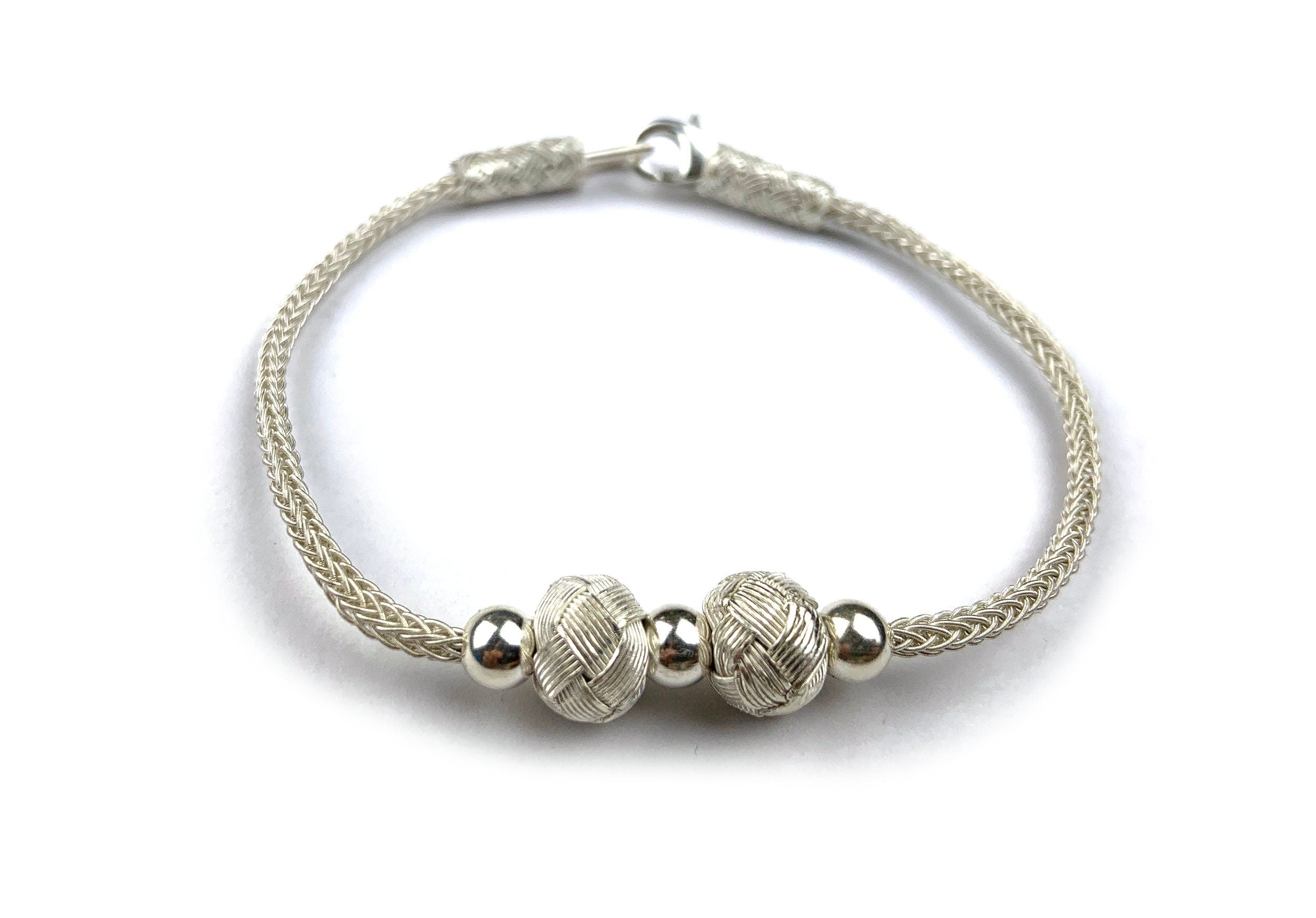 Elegant BRIDESMAID BRACELET, Handmade Silver, Unique Design Band, Bride Gift Bracelet, Silver Beads, Braided Bracelet available at Moyoni Design