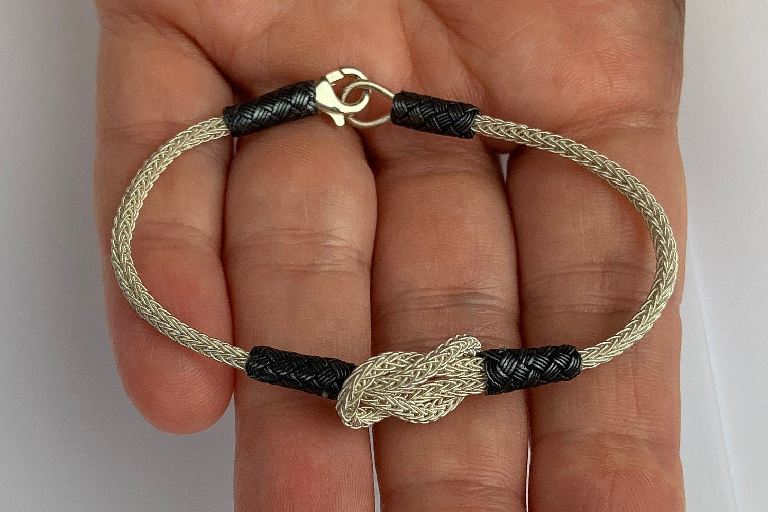 WOVEN BRAIDED Pure Silver BRACELET, Wonderful Thin Bracelet, Best Gift for her, Two Toned Bracelet, Birthday Gift