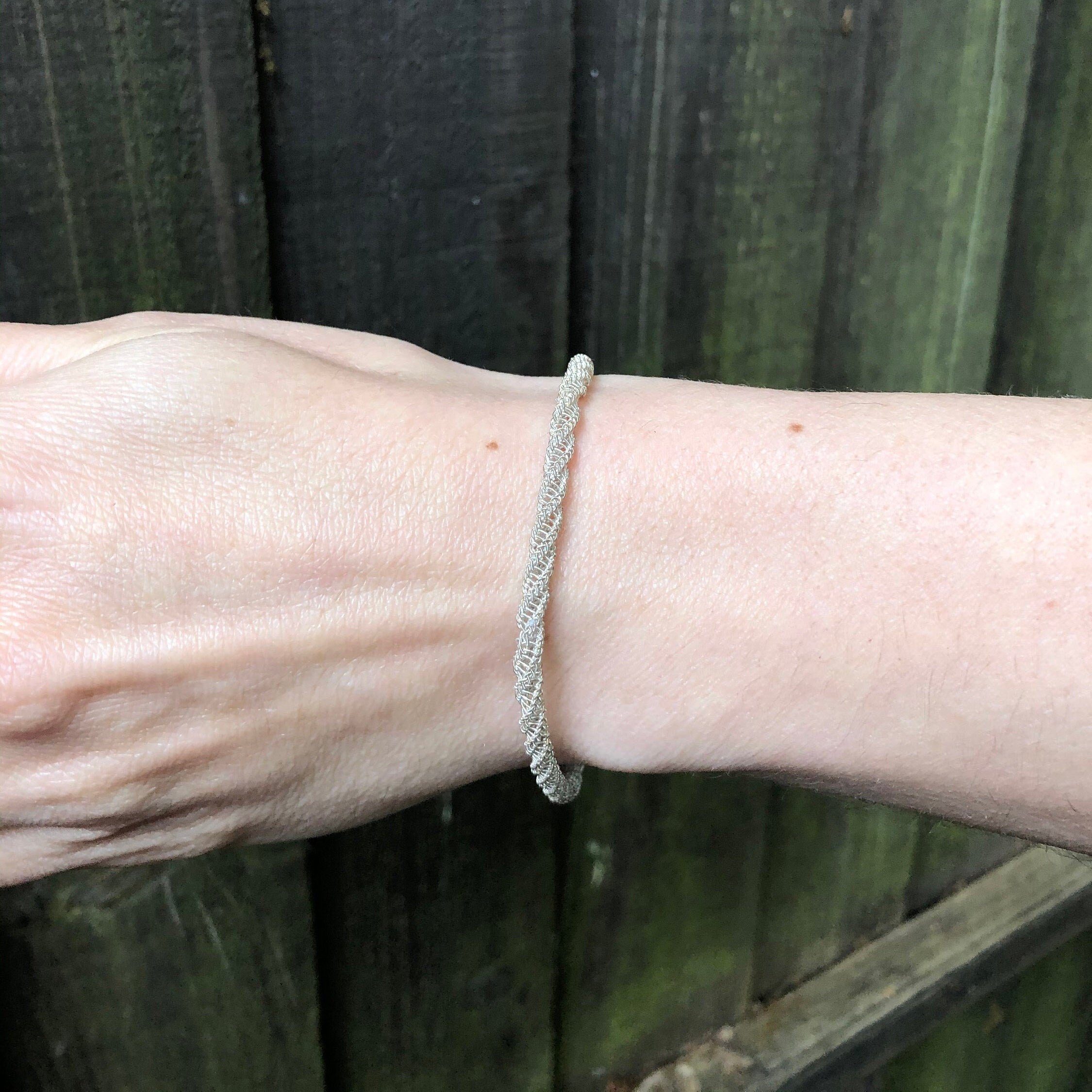 Delicate Hand-Braided Silver Bracelet