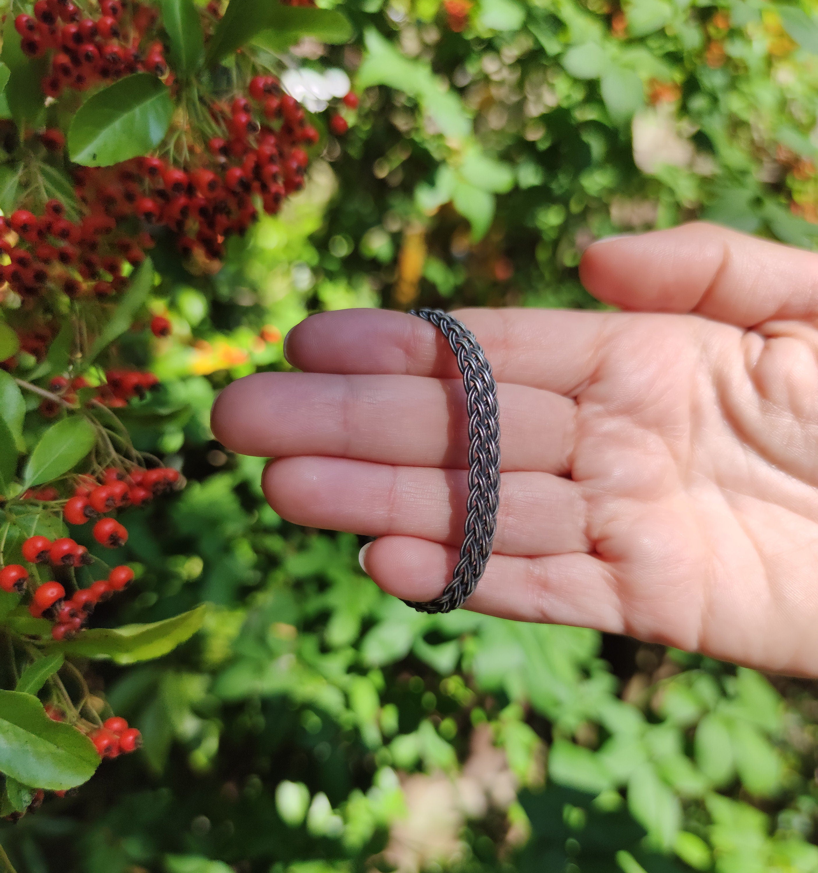 Delicate BRAIDED MEN BRACELET, Handmade Weaved Bracelet, Personalised Jewelry, Anniversary, Silver Bead Bracelet, For Husband, Gift for Father available at Moyoni Design