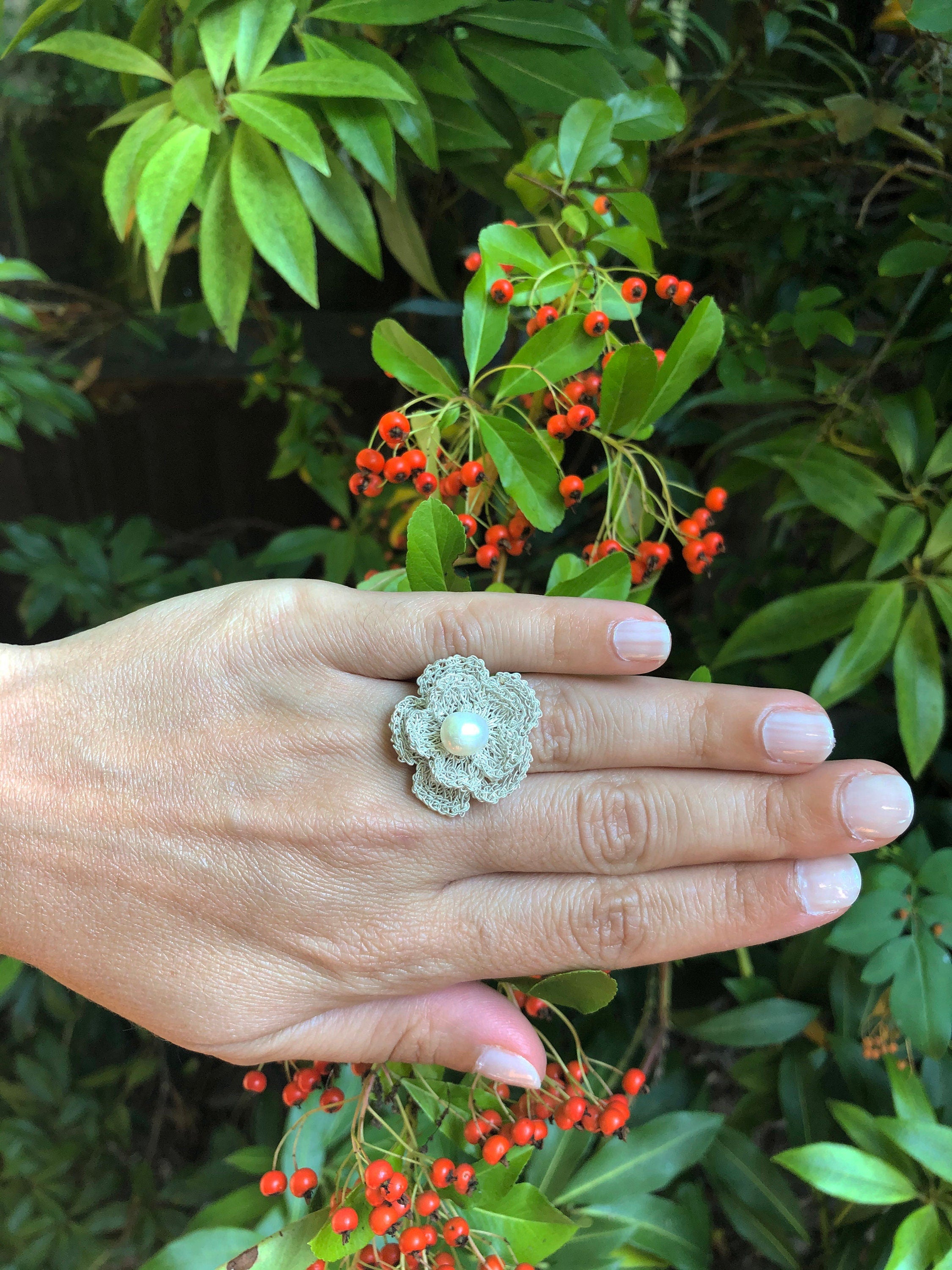 Handmade Sterling Silver Braided Bracelet with Pearl
