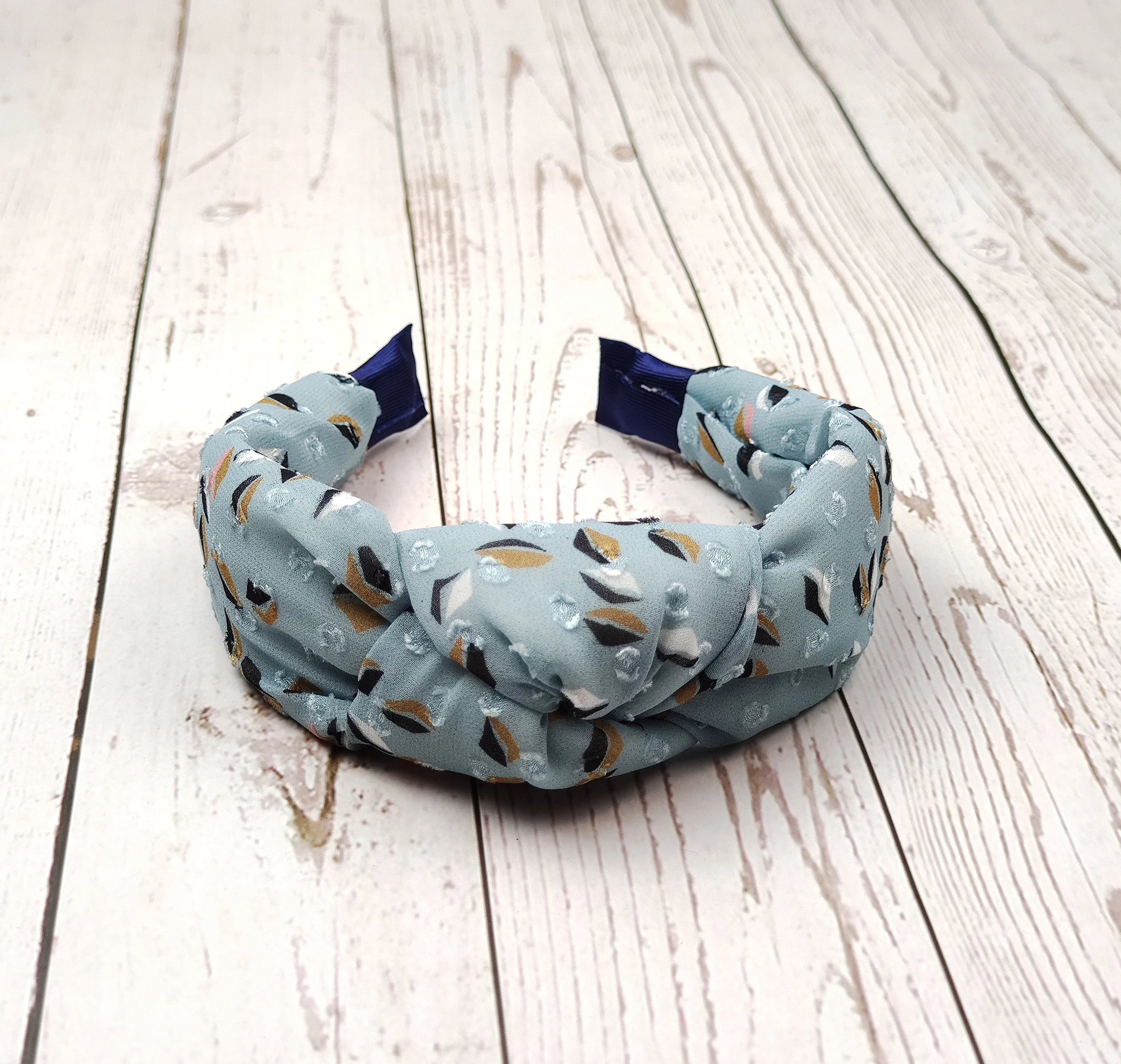 Blue Knotted Headband-Women’s Fabric Headband-Boho Twist Hairband-Soft Padded Turban Headband-Stylish Hair Accessory-Gift for Her