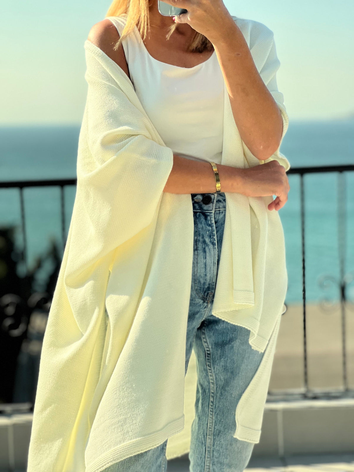 Beige Wool Acrylic Poncho Cardigan - Perfect for Winter and Autumn, Saint Patrick's Day Gift for Her