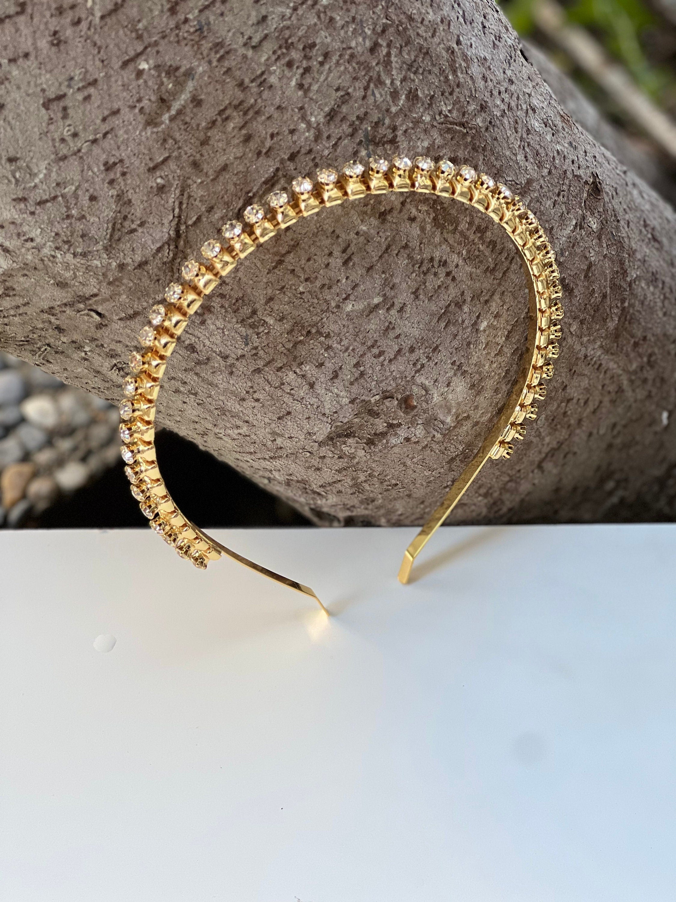 Elegant Golden Romance Headband: Boho Bridal Headband for Elegance Wedding Day available at Moyoni Design