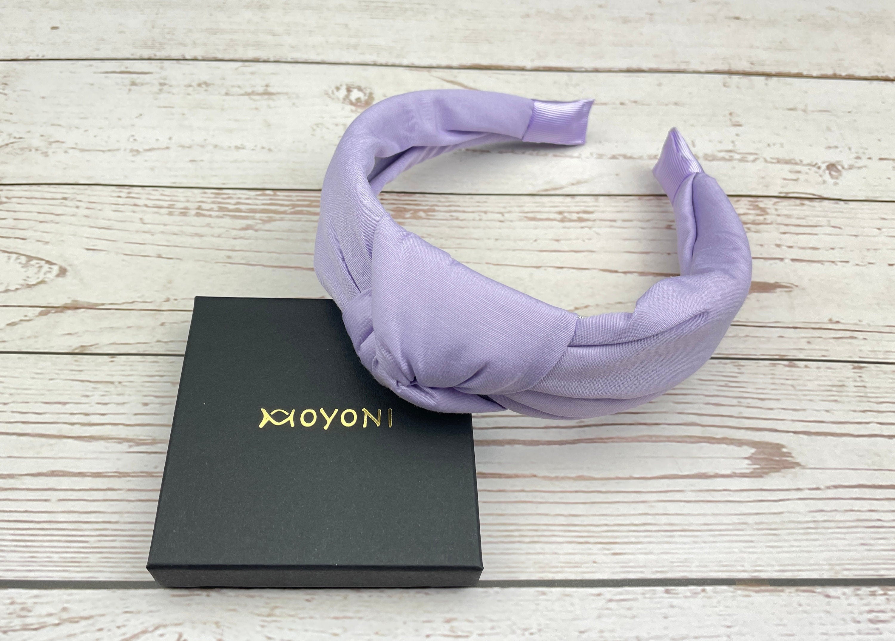 Elegant Lilac Twist Headband - Women's Classic Lavender Wide Hairband with Cotton Padding available at Moyoni Design