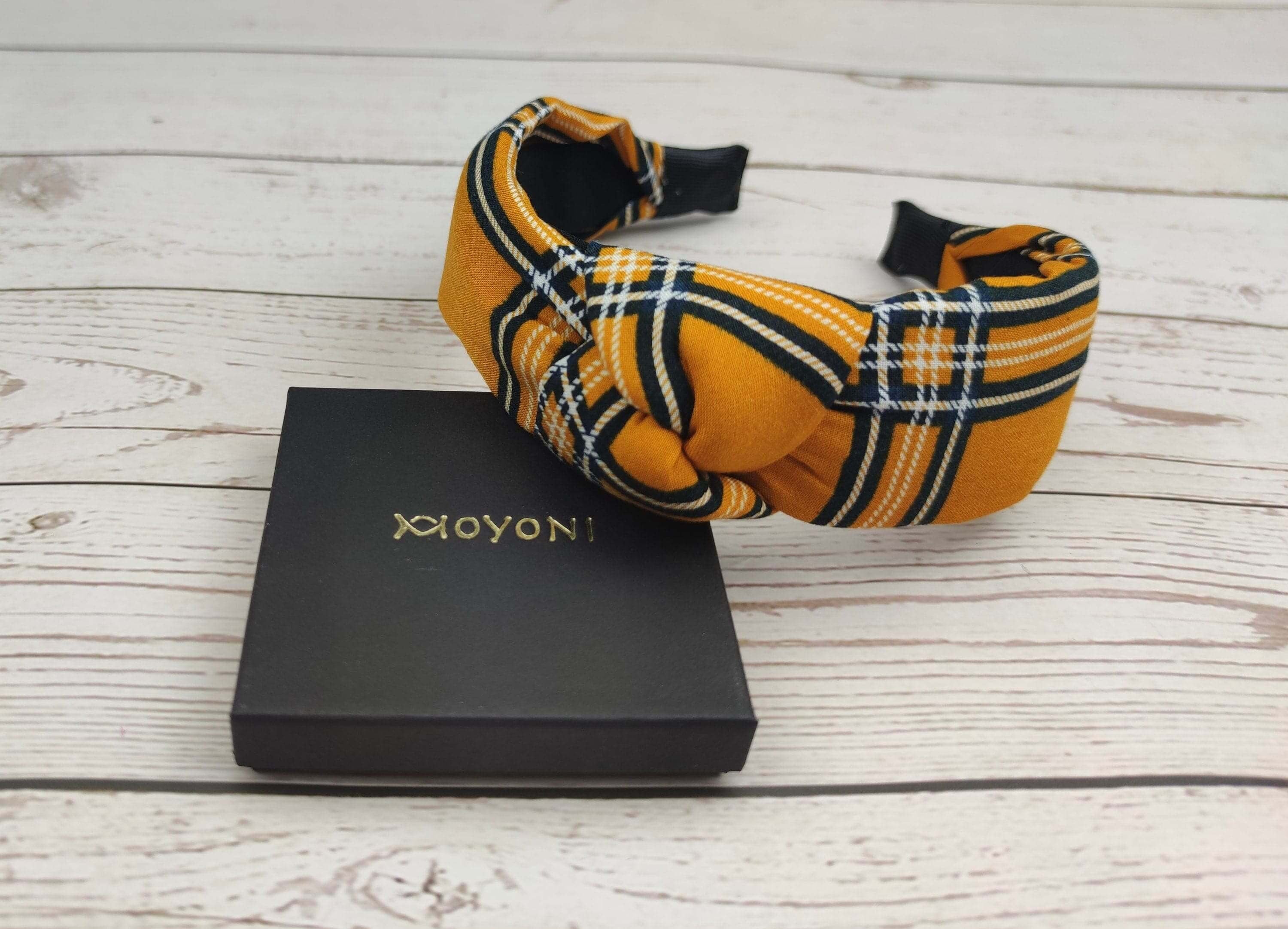 Premium KNOTTED HEADBAND, Women Classic Headband, Yellow Black Pattern Headband, Stylish Hairband, Wide Headband, Viscose Hairband for Girl available at Moyoni Design