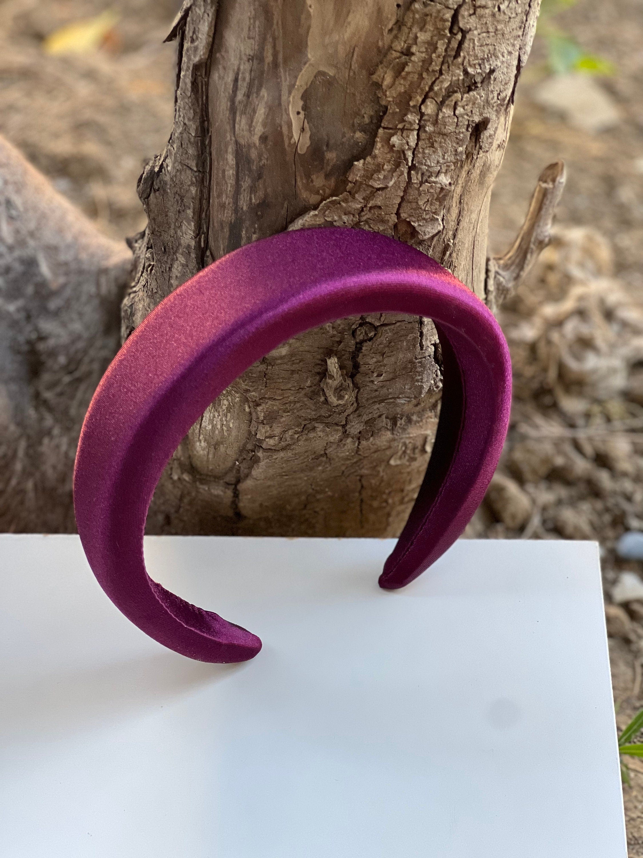 Elegant Maroon Satin Headband with Padded Wine-Colored Classic Design for Women's Fashion Hair Accessories available at Moyoni Design