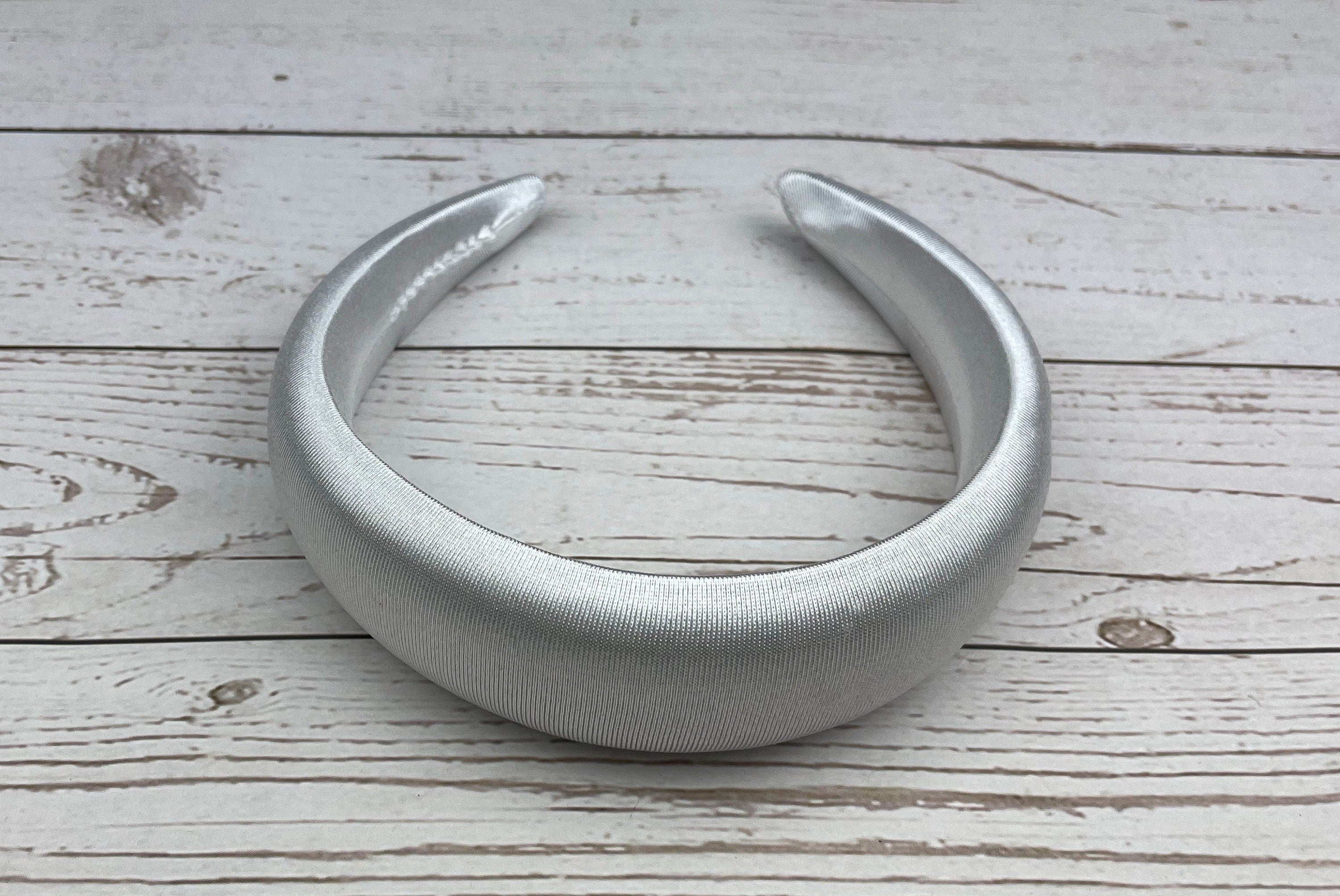 Elegant White Satin Padded Headband for Women - Chic Hair Accessory