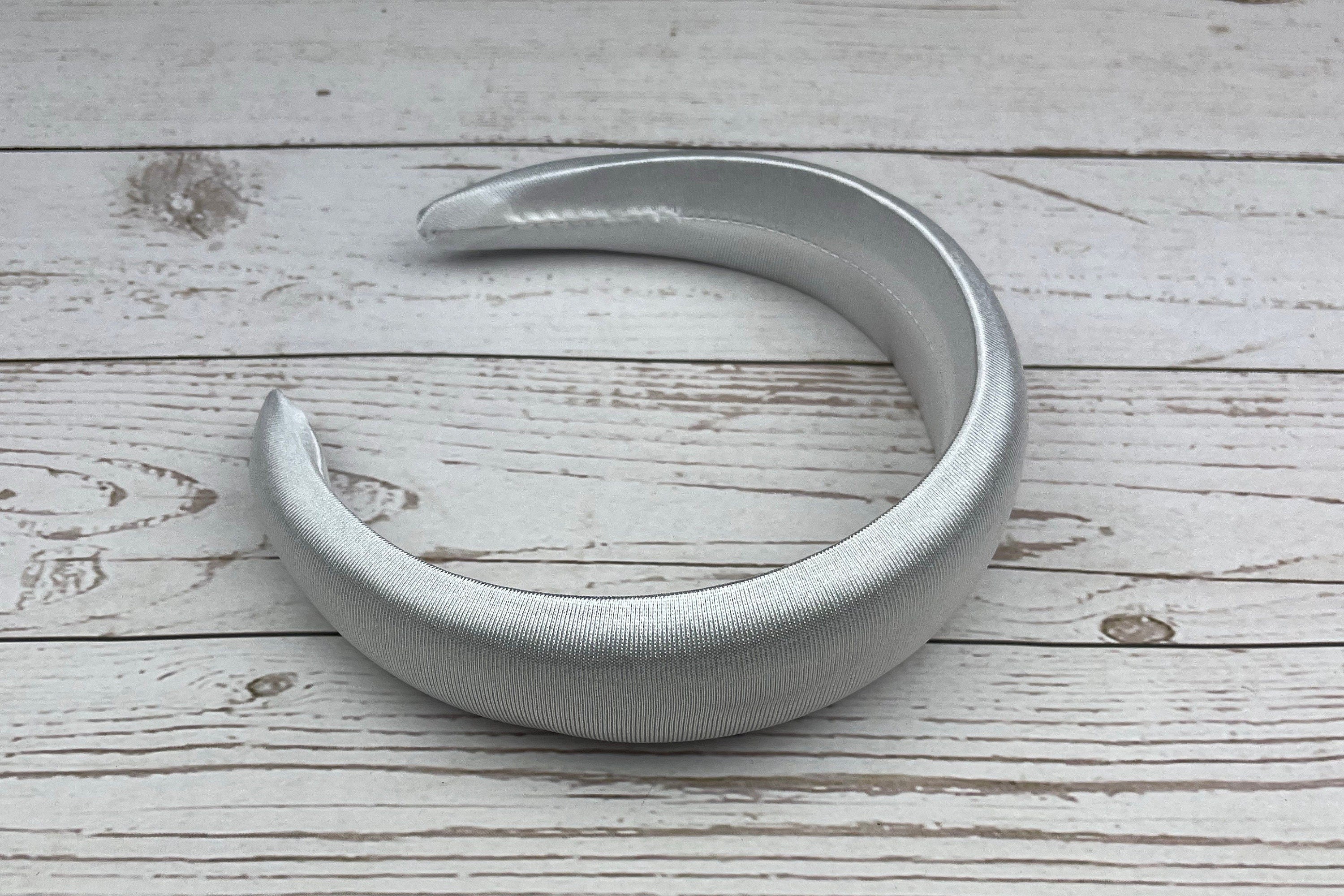 Elegant White Satin Padded Headband for Women - Chic Hair Accessory