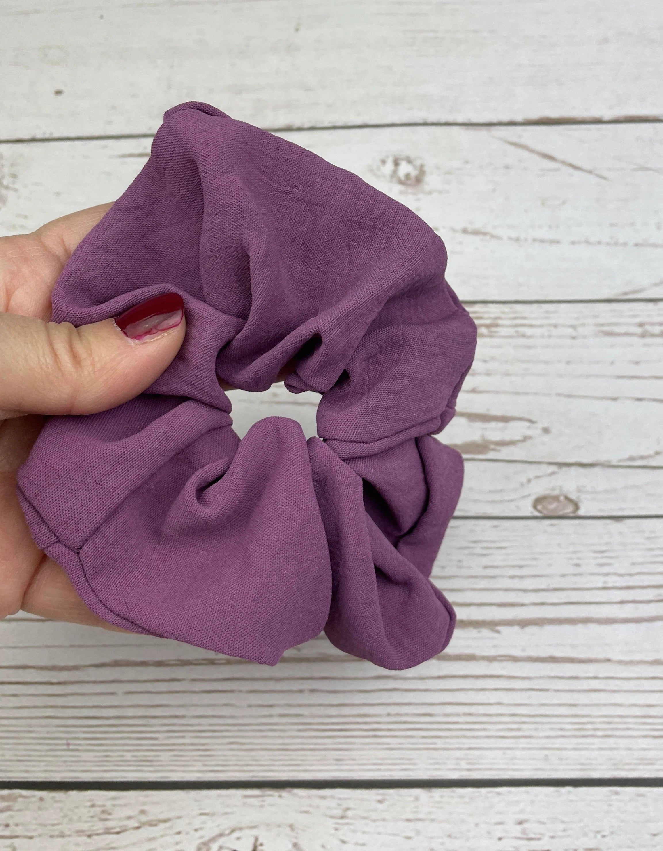 Handmade Satin Scrunchie with Bow - Colorful Pattern Hair Accessory in Green, Lilac, Red, Beige and Orange - Hair Ties and Scrunchies