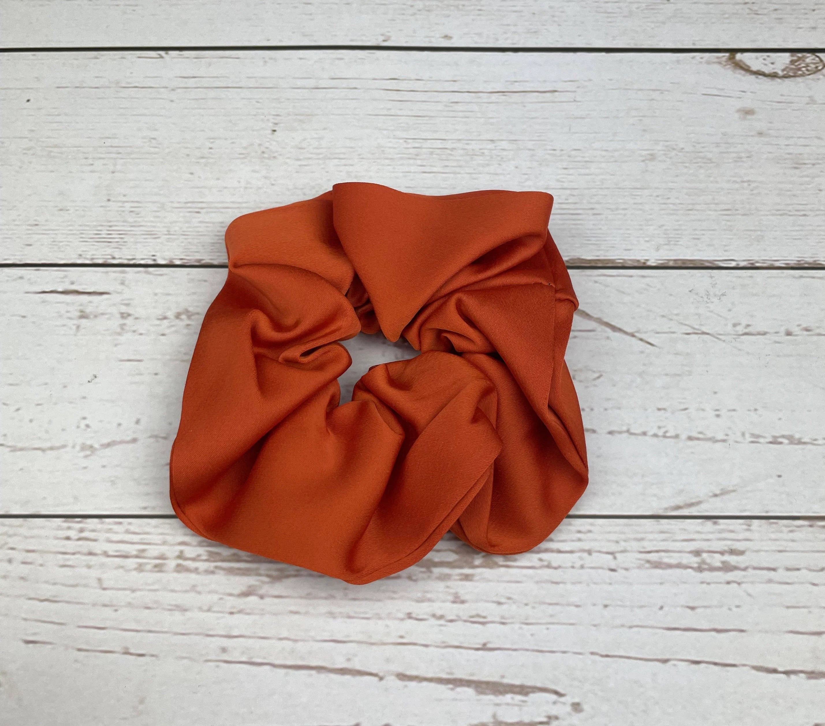 Handmade Satin Scrunchie with Bow - Colorful Pattern Hair Accessory in Green, Lilac, Red, Beige and Orange - Hair Ties and Scrunchies