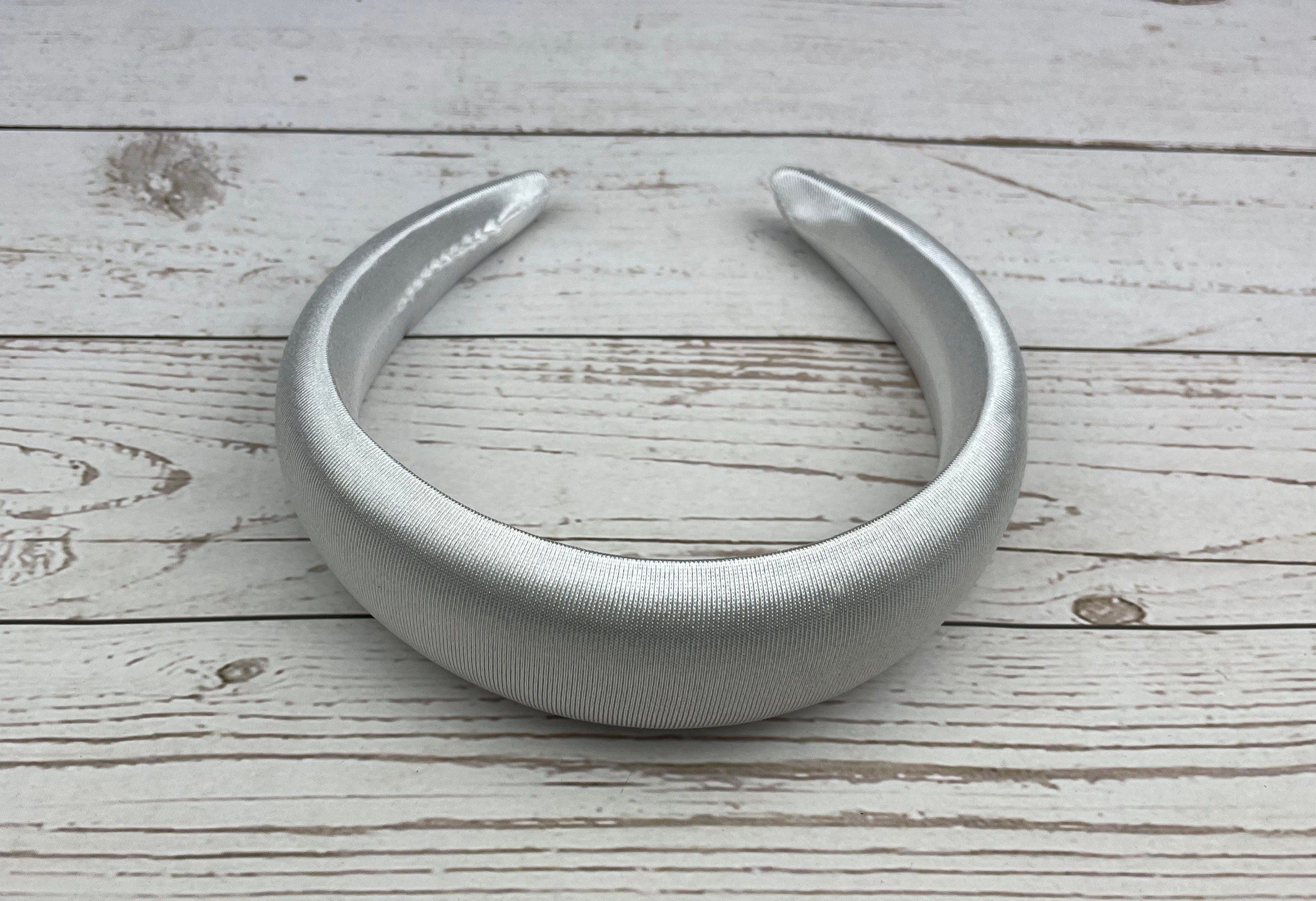 Elegant White Satin Padded Headband for Women - Chic Hair Accessory
