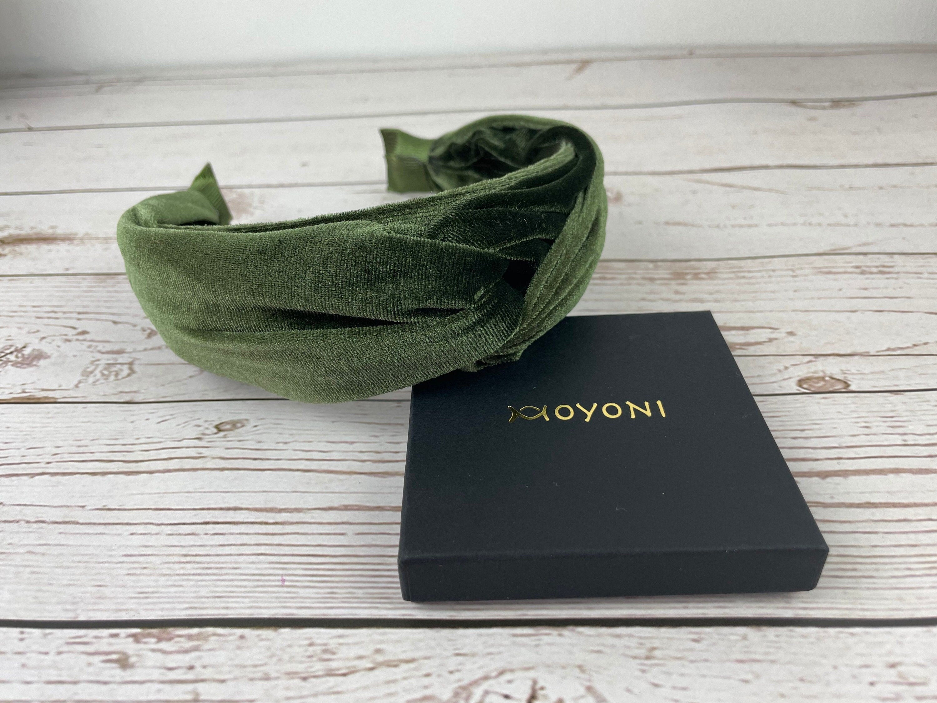 Elegant Olive Green Velvet Knotted Headband for Women - Luxurious Hair Accessory