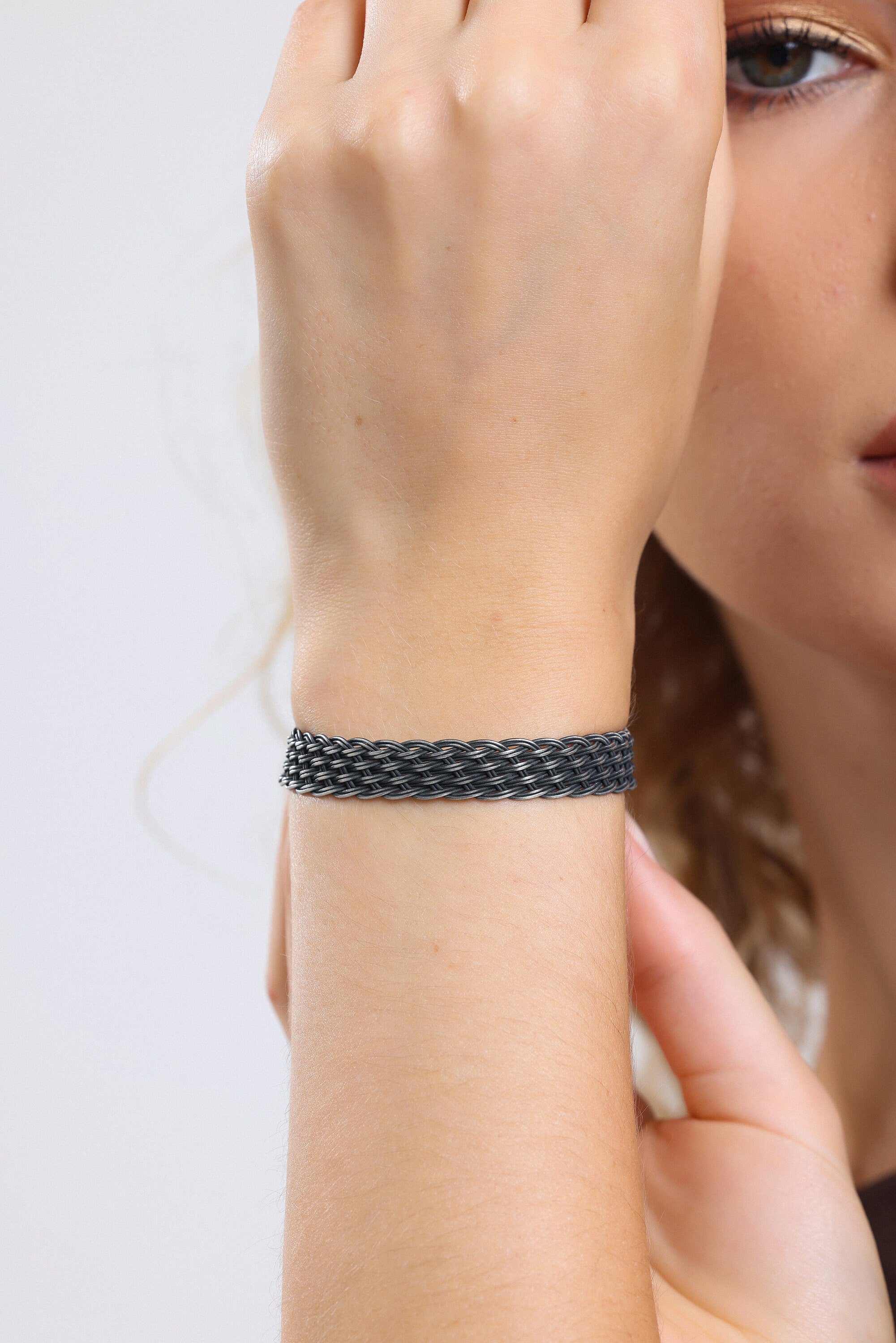 Men's Braided Silver Bracelet