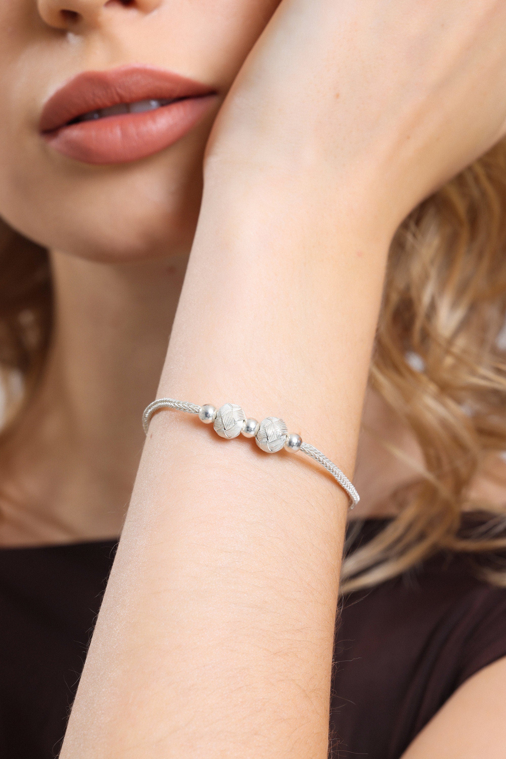 Elegant Bridesmaid Braided Sterling Silver Bracelet