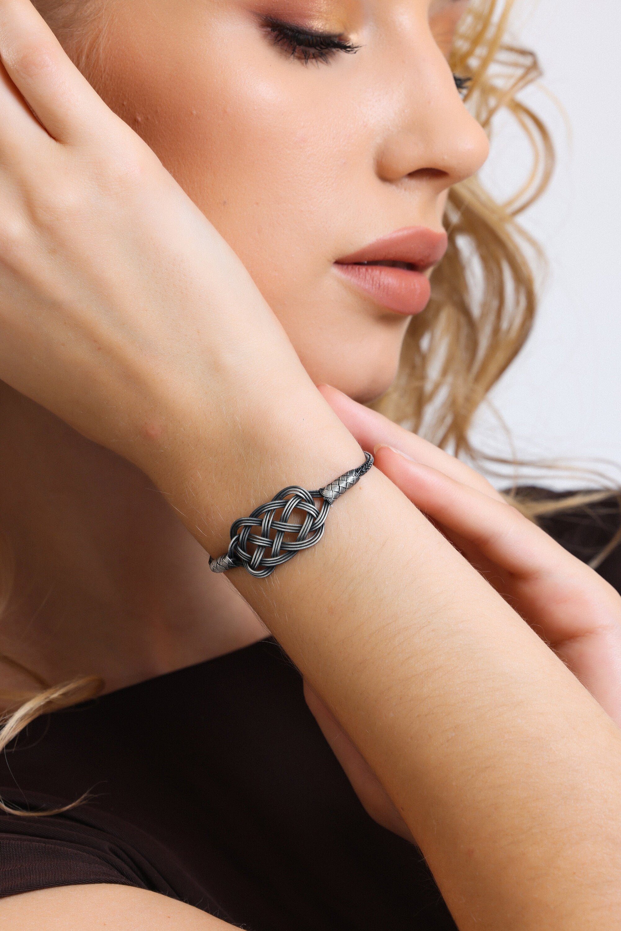 Handmade Black Braided Infinity Knot Bracelet