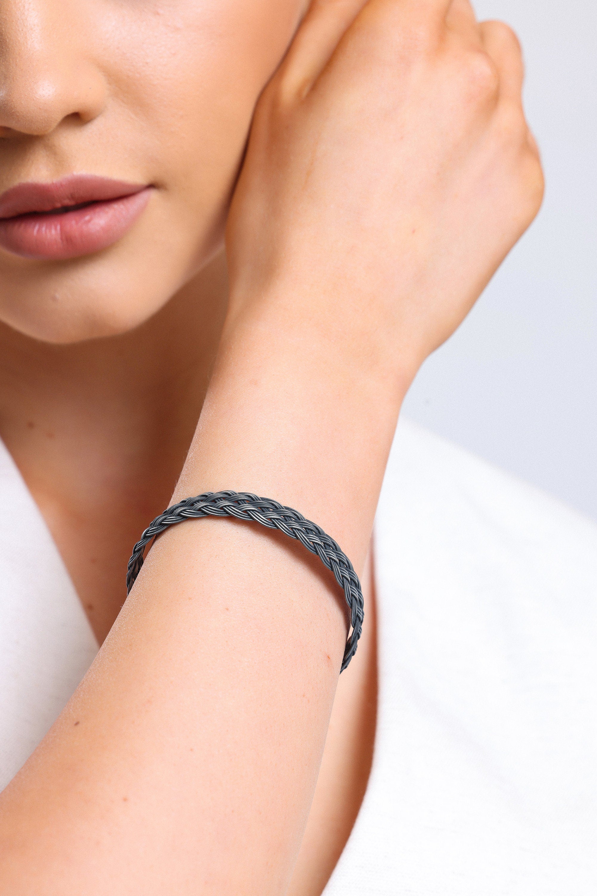 Handmade Sterling Silver Braided Bracelet for Men