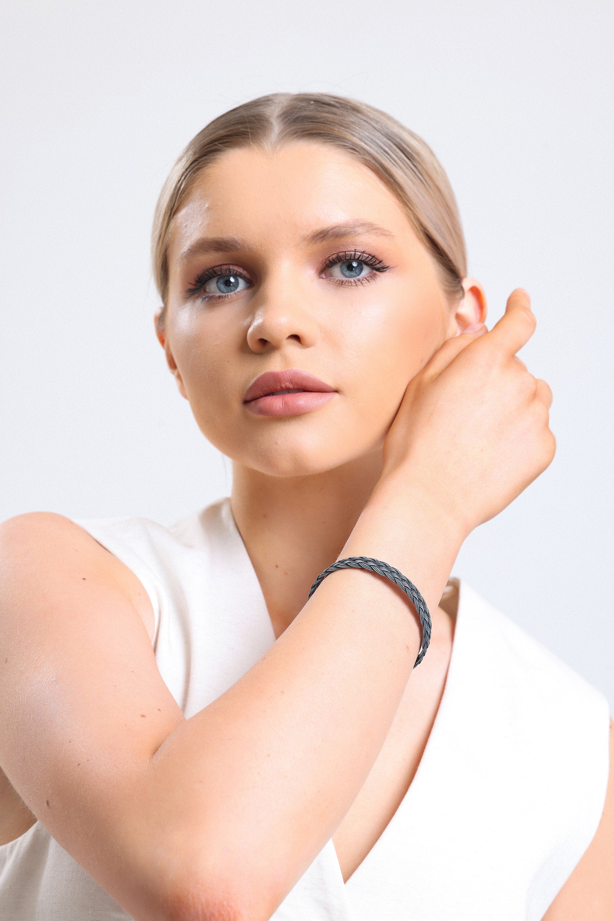 Delicate BRAIDED MEN BRACELET, Handmade Weaved Bracelet, Personalised Jewelry, Anniversary, Silver Bead Bracelet, For Husband, Gift for Father available at Moyoni Design