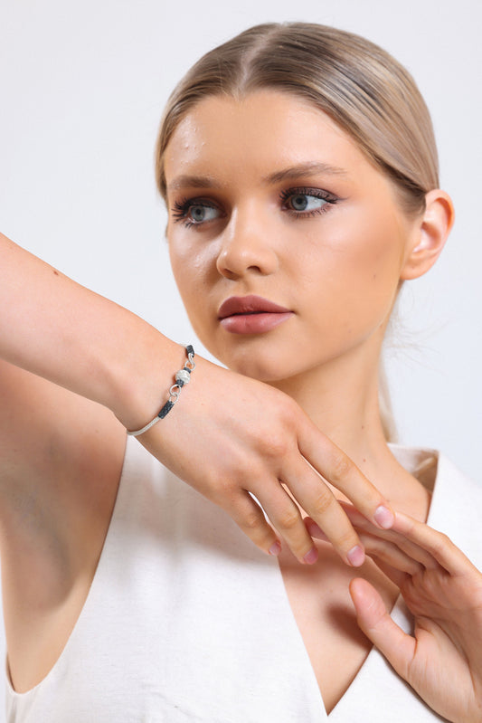 Exquisite Two Toned Bracelet Silver as Mother's Gift available at Moyoni Design