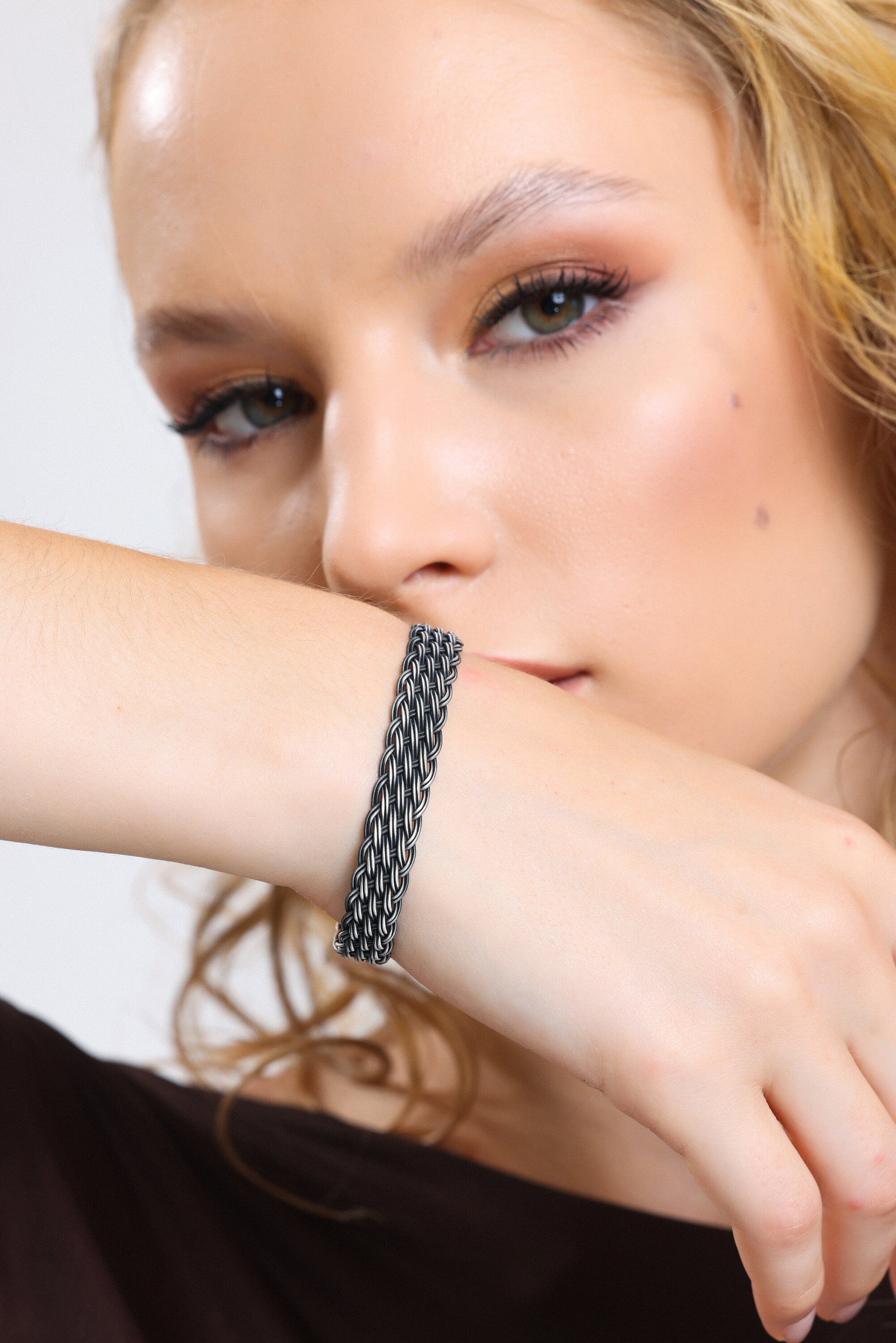 Beautiful Sterling Silver Chain Bracelet, WEAVED HANDMADE BRACELET, Man Bracelet, Unisex Bracelet, Unique Gift for Boyfriend available at Moyoni Design