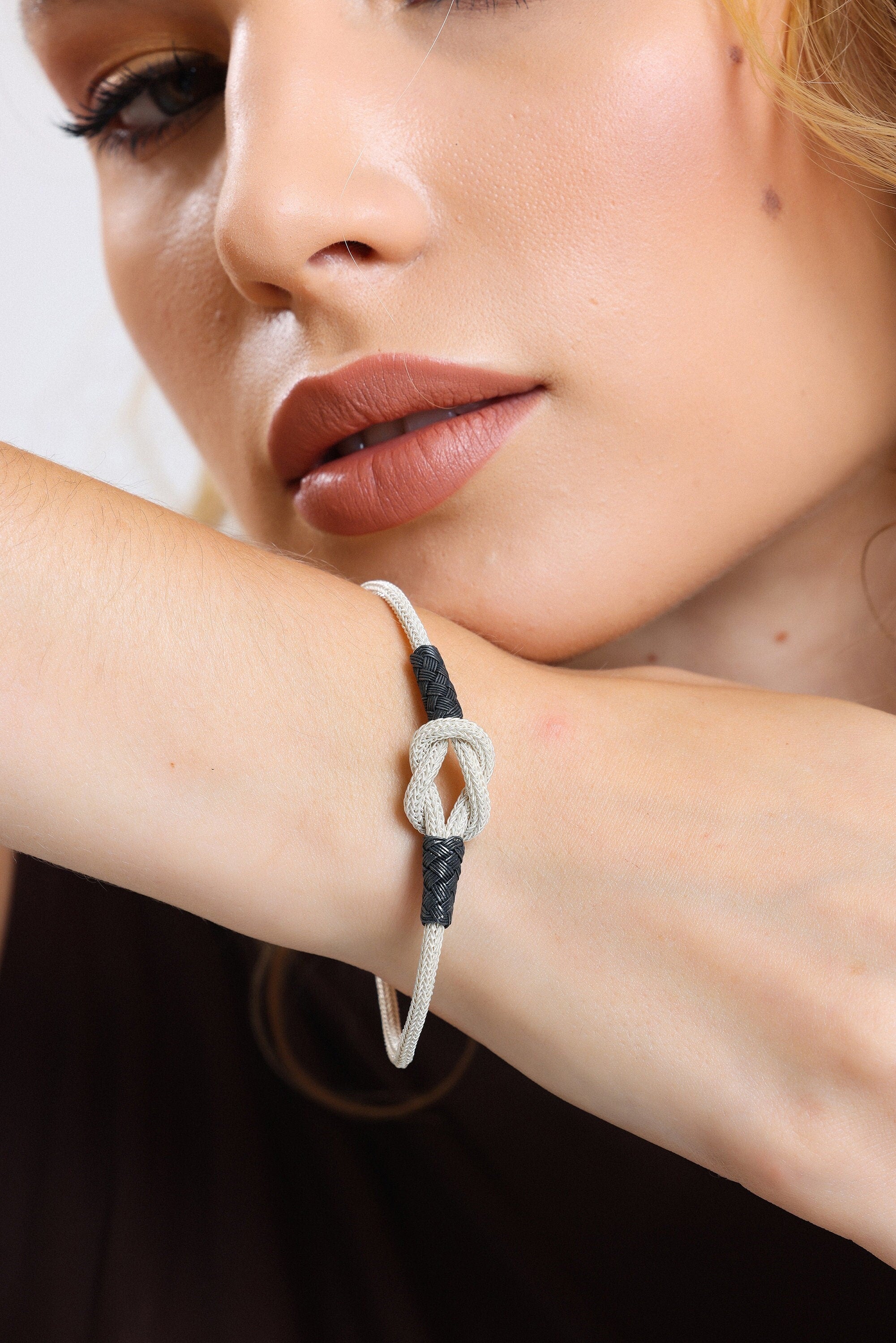 Charming WOVEN BRAIDED Pure Silver BRACELET, Wonderful Thin Bracelet, Best Gift for her, Two Toned Bracelet, Birthday Gift available at Moyoni Design