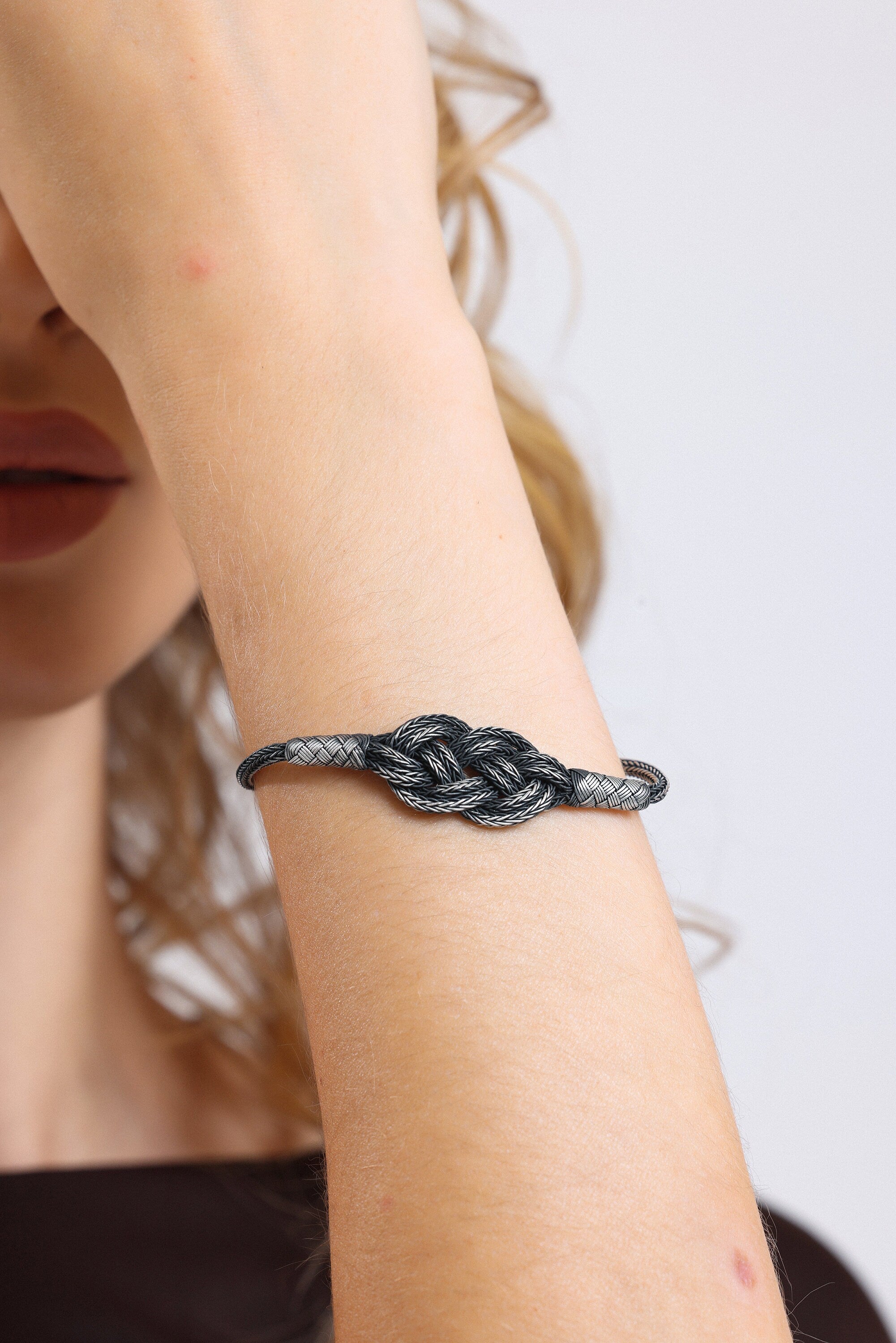 Premium Silver Woven BRACELET, Thick Silver Bracelet, Turkish Design Bracelet, Gift Bracelet, Unisex Jewellery, Gift for him available at Moyoni Design