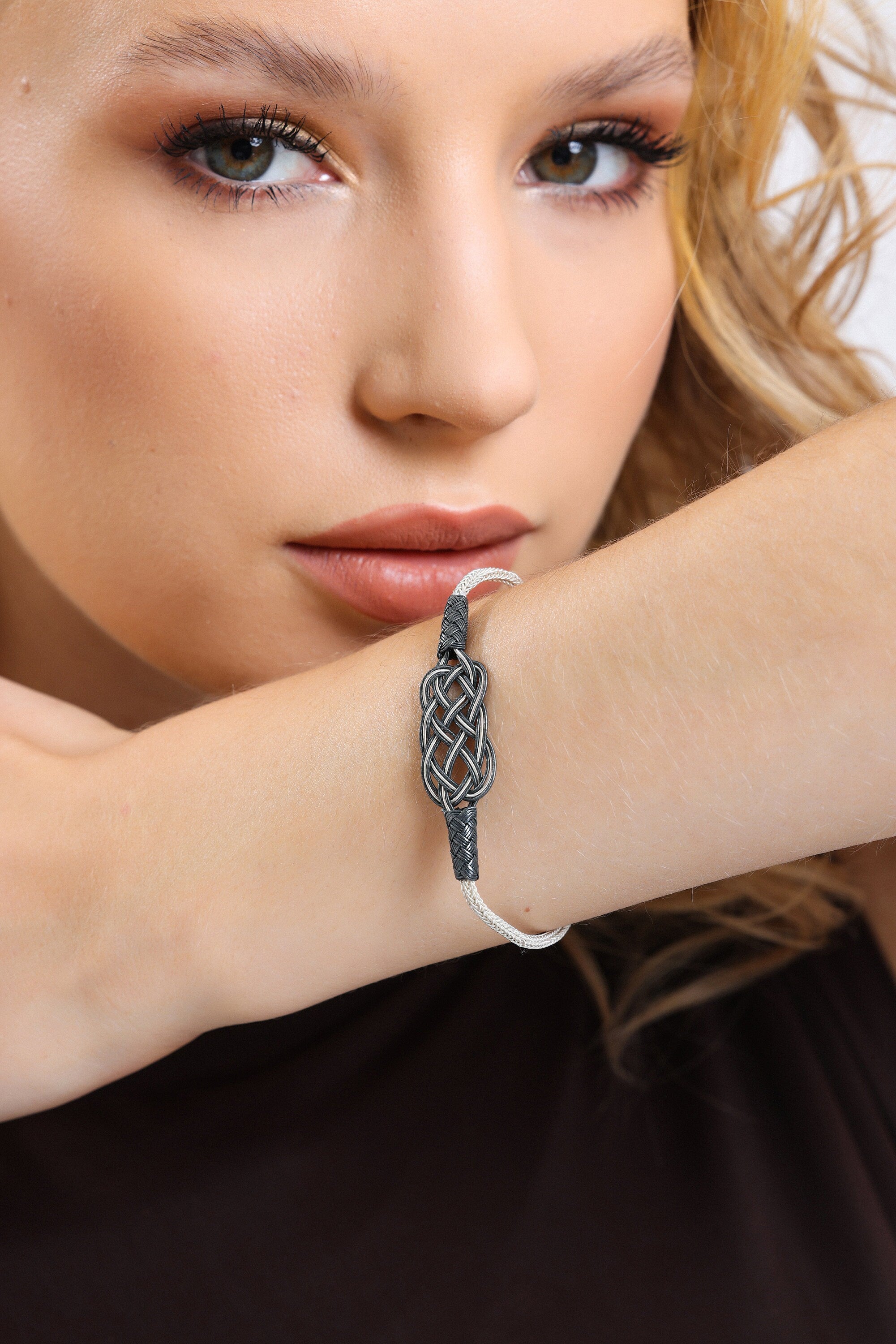 High-Quality STERLING SILVER WOMEN, Two Toned Chain Bracelet, Silver Chain Bracelet, Boho Bracelet, Handmade Bracelet, Gift for Woman available at Moyoni Design