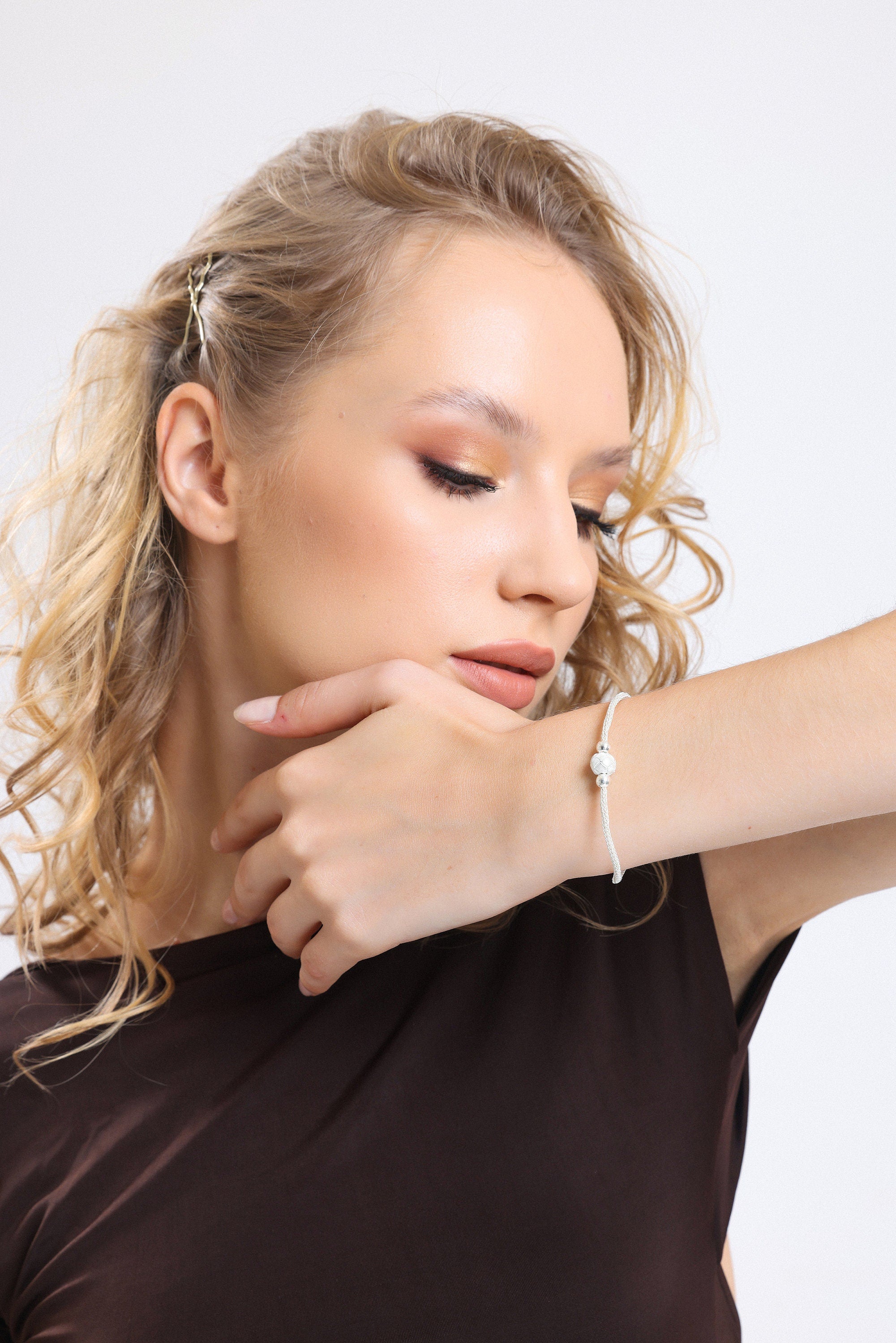 Charming SILVER BRAIDED BRACELET for Women, Handmade Wire Bracelet, Unique Design Bracelet, Anniversary Gift available at Moyoni Design