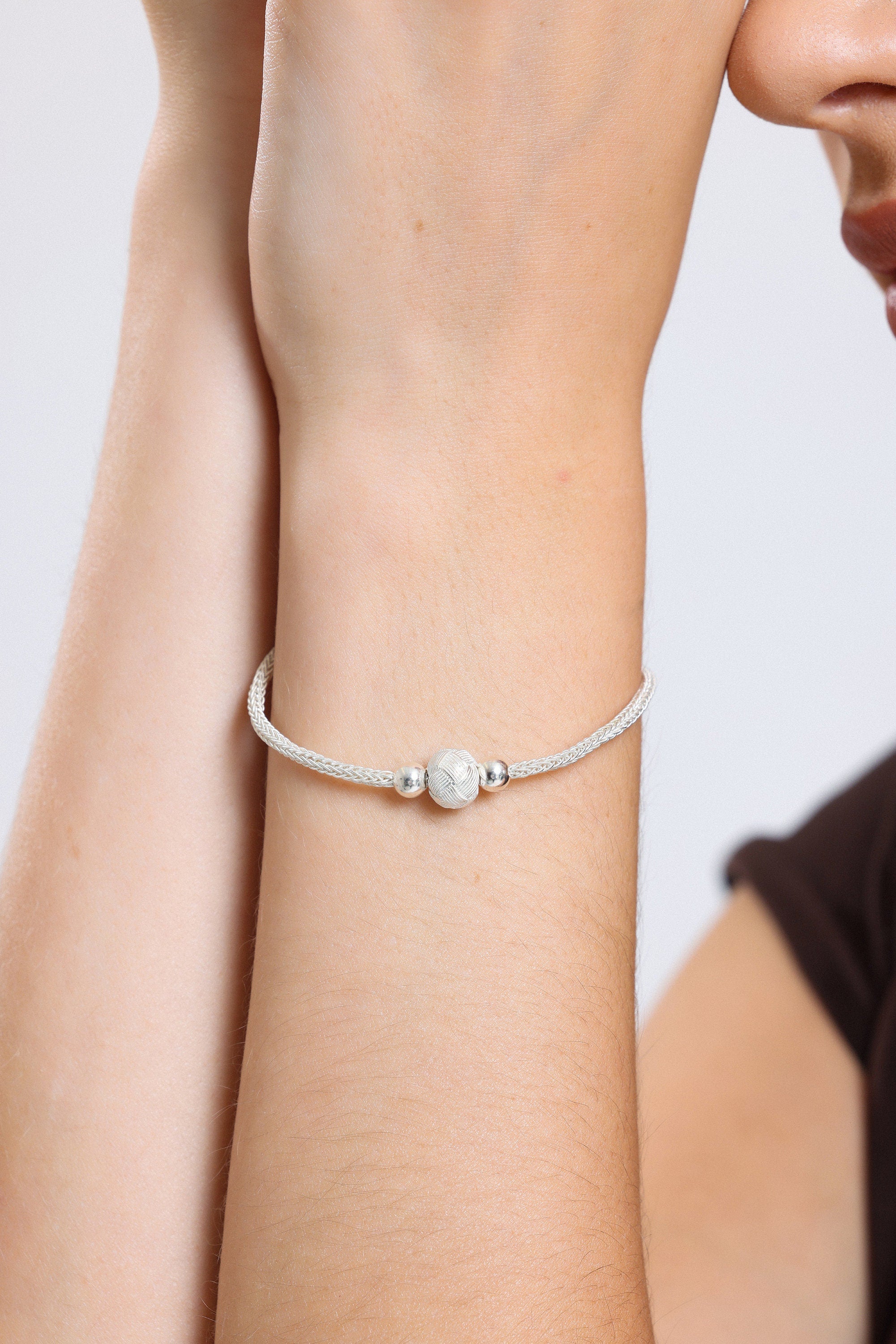 Silver Braided Bracelet For Women