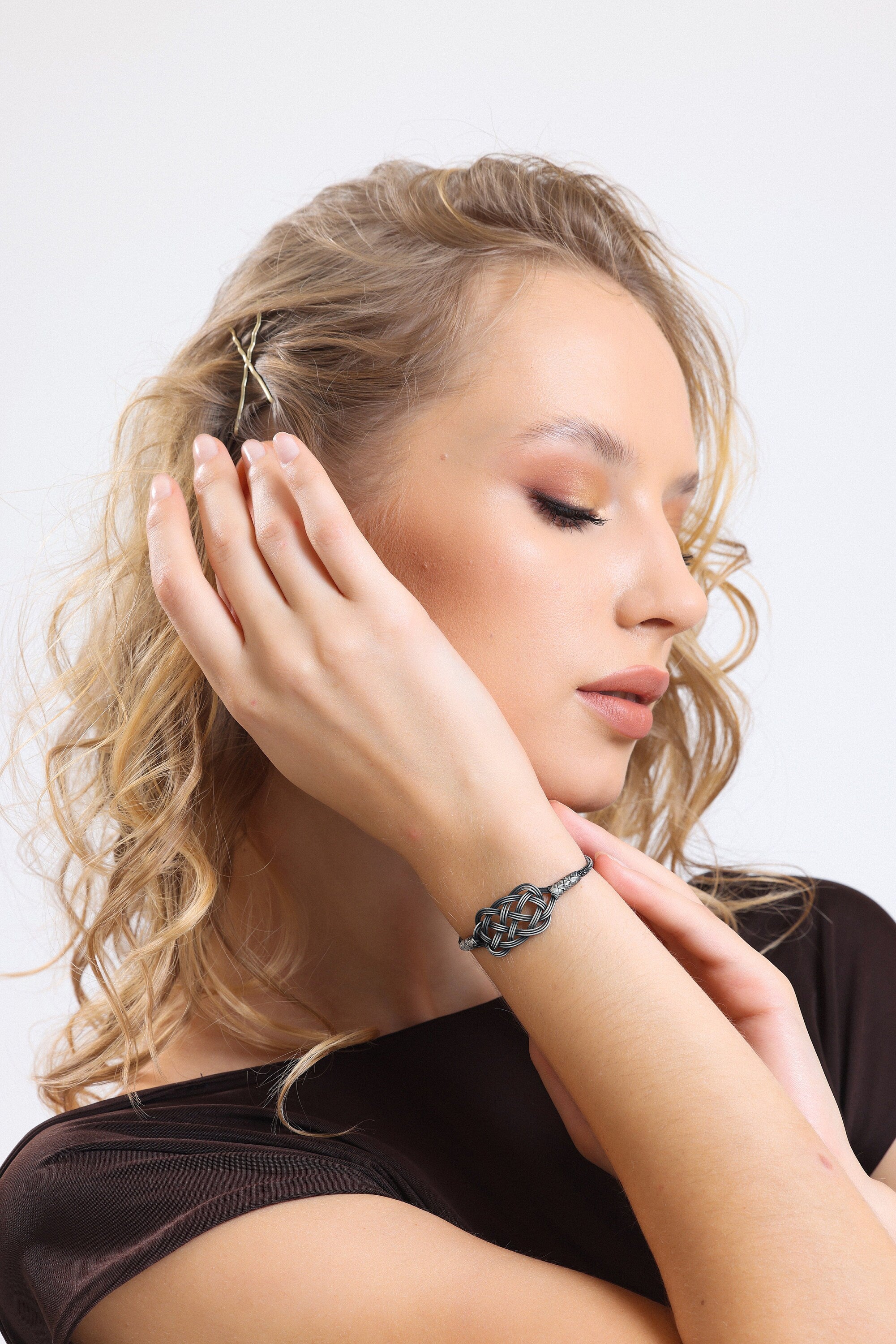 Handmade Black Braided Infinity Knot Bracelet