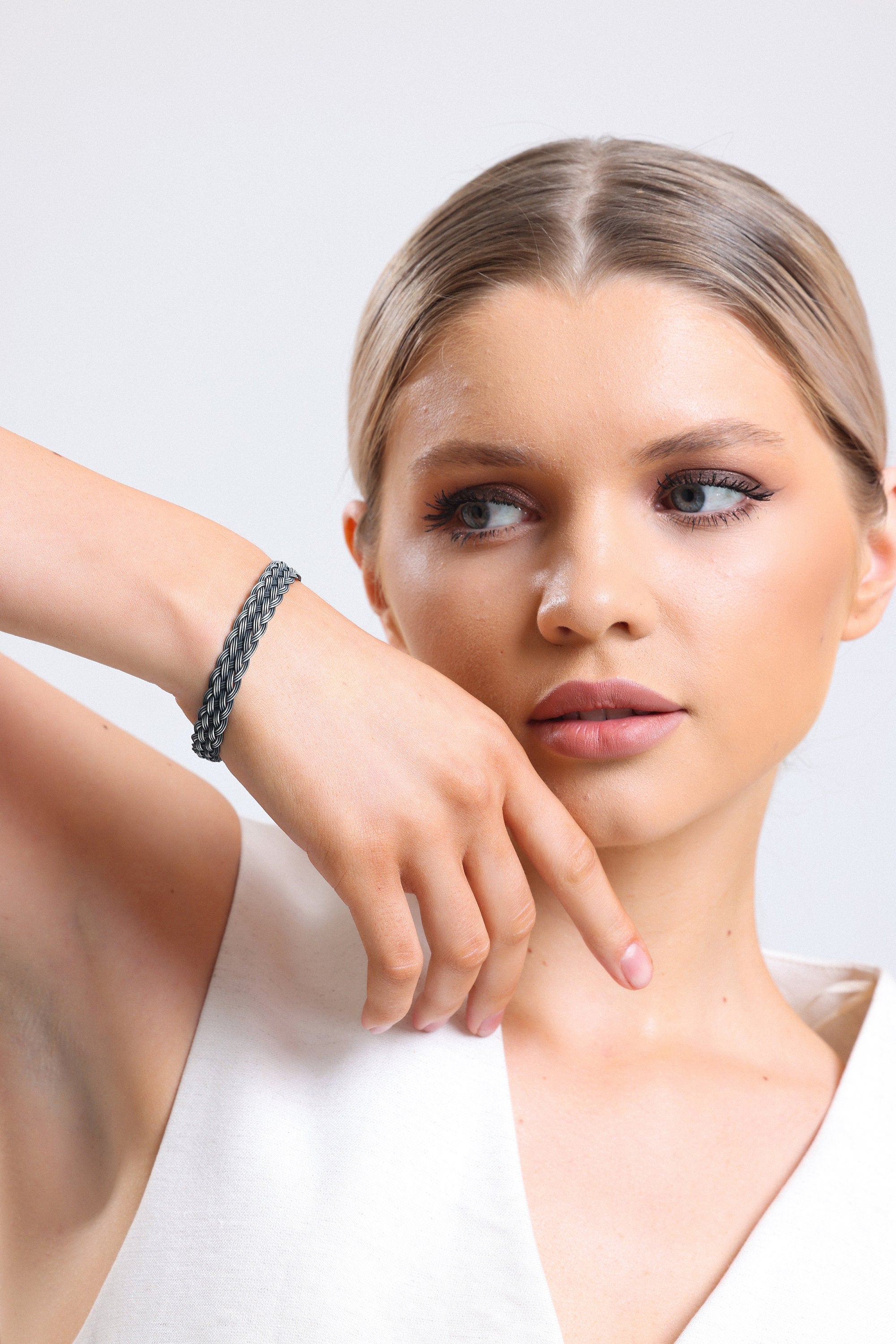 Handmade Sterling Silver Braided Bracelet for Men