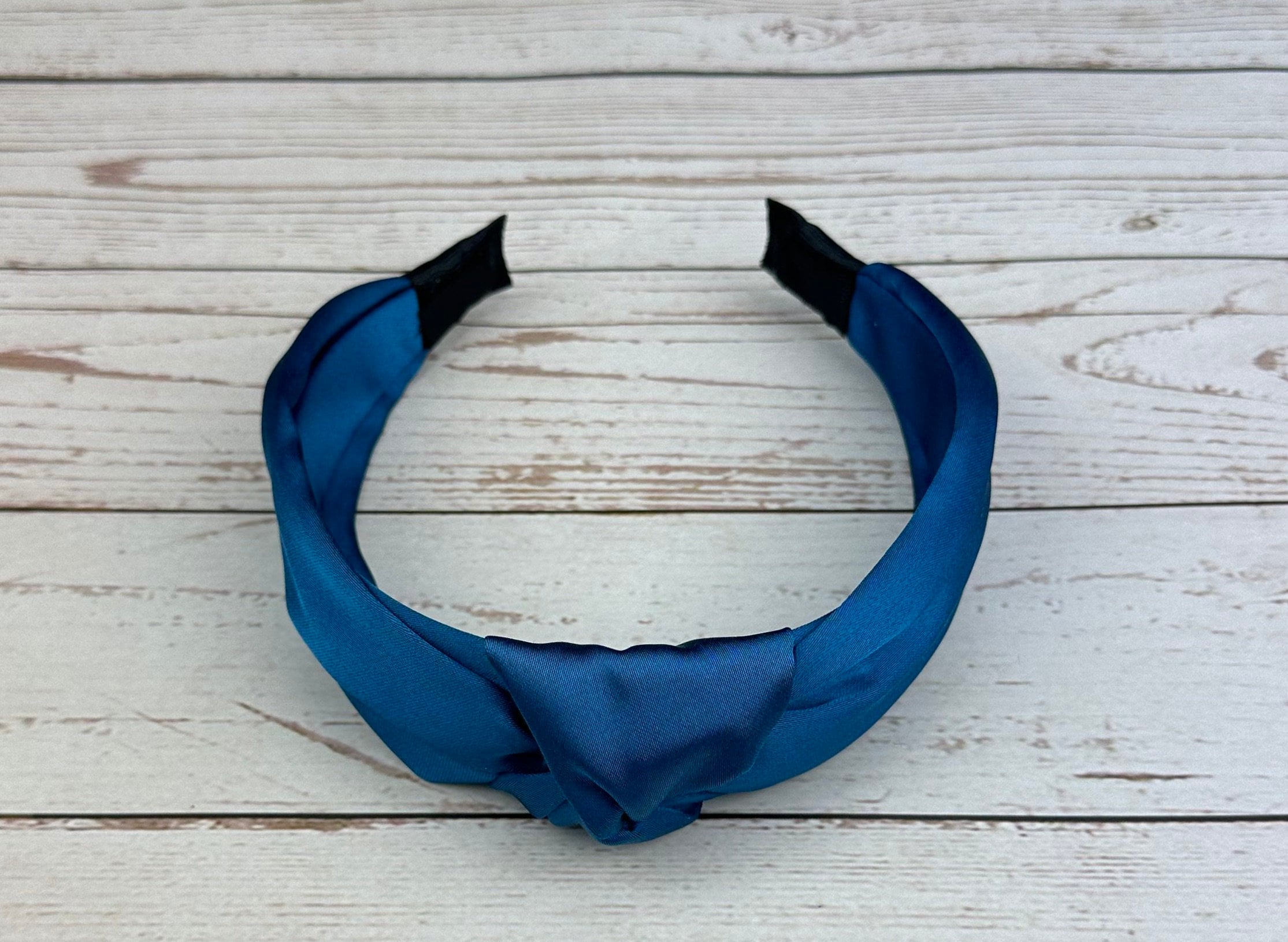 Elegant Teal Knotted Satin Headband for Women - Stylish Hair Accessory