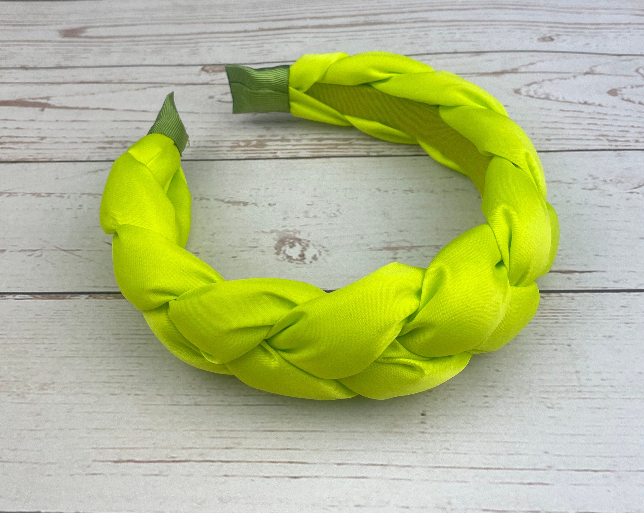Neon Yellow Green Braided Headband for Women - Bold Fashion Hair Accessory