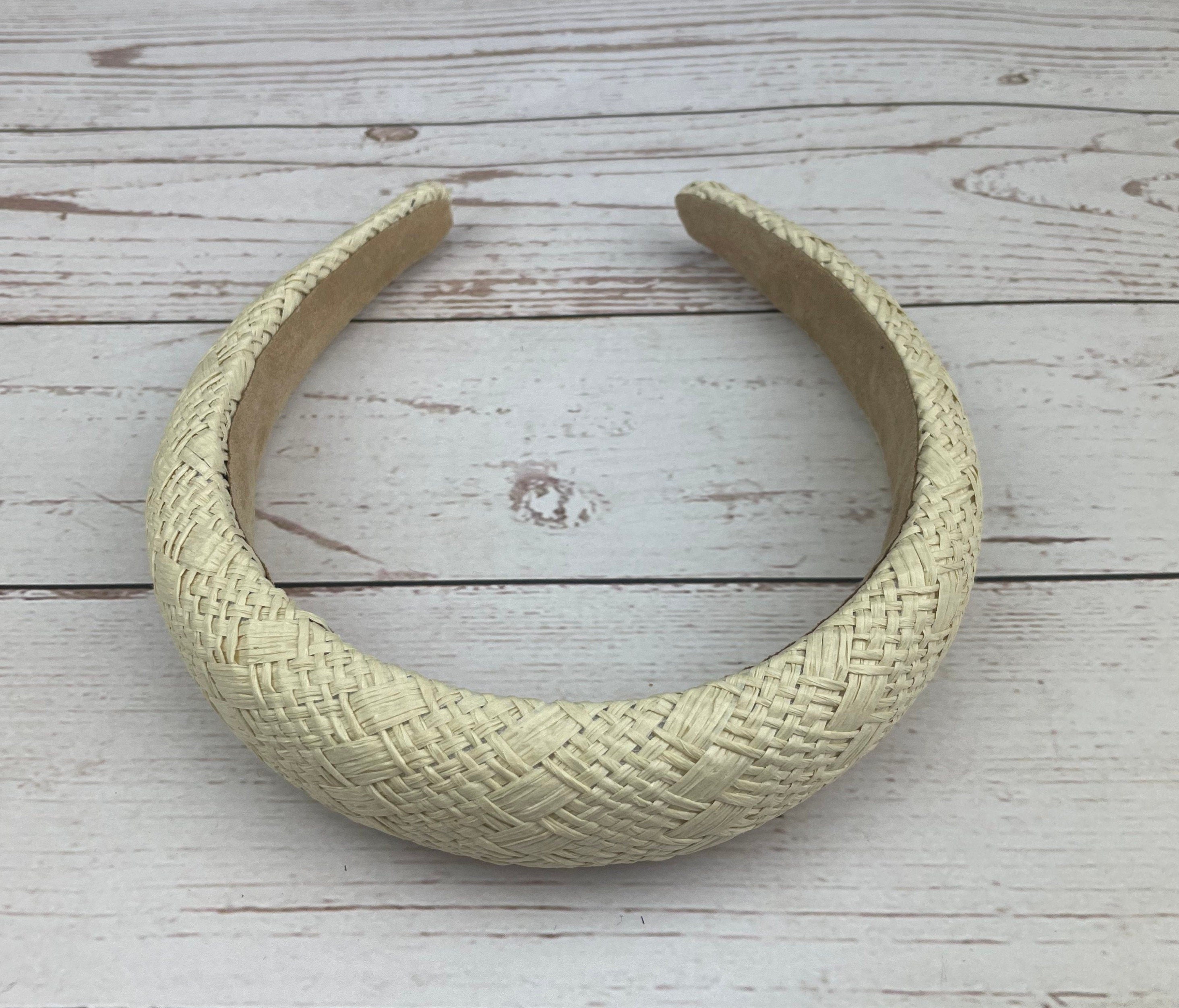 Cream Color Straw Padded Headband, Headbands for Women, Bohemian headband, Wide Headband, Light Beige Raffia Padded Hairband, Straw Headband