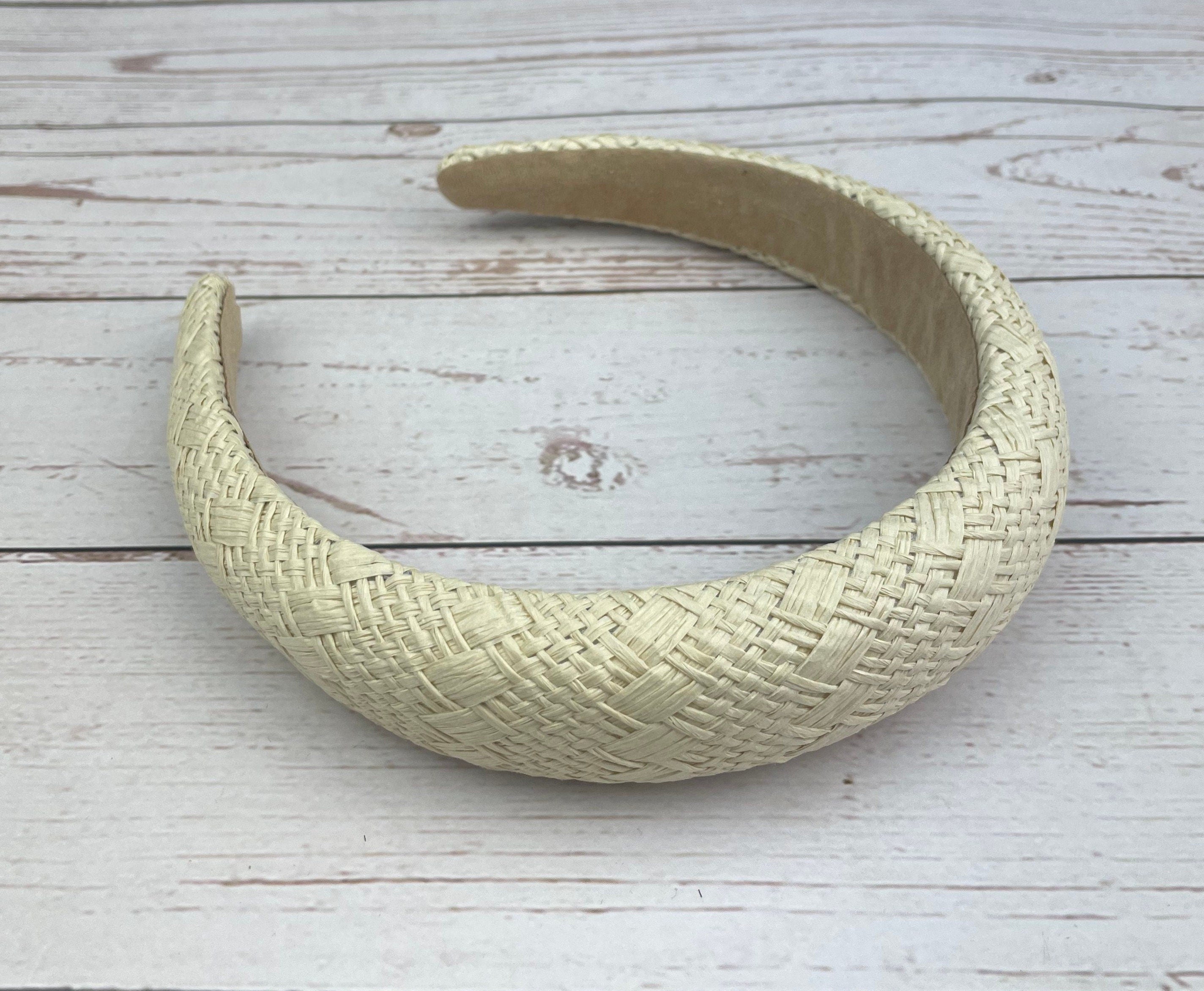 Cream Color Straw Padded Headband, Headbands for Women, Bohemian headband, Wide Headband, Light Beige Raffia Padded Hairband, Straw Headband
