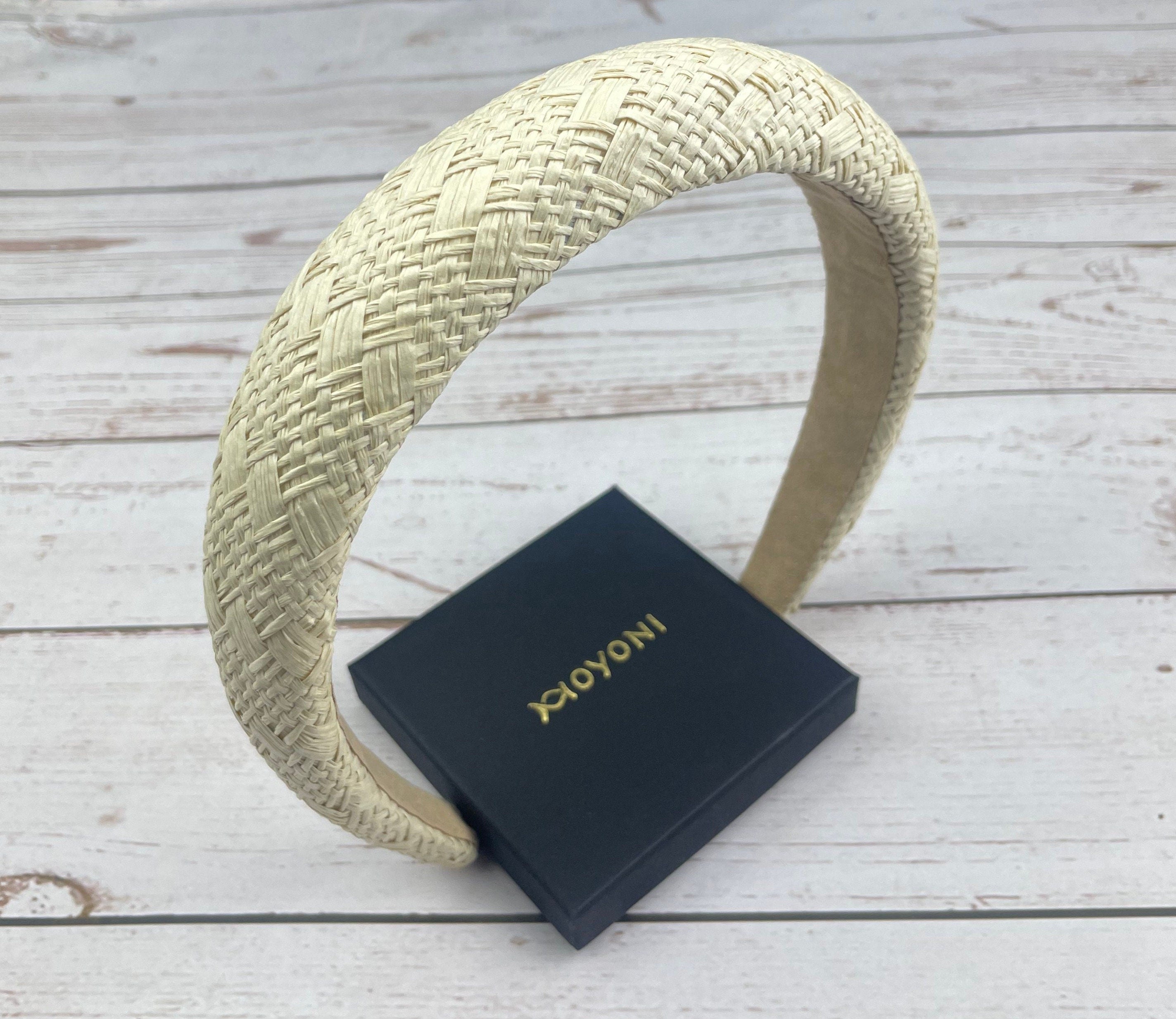 Cream Color Straw Padded Headband, Headbands for Women, Bohemian headband, Wide Headband, Light Beige Raffia Padded Hairband, Straw Headband