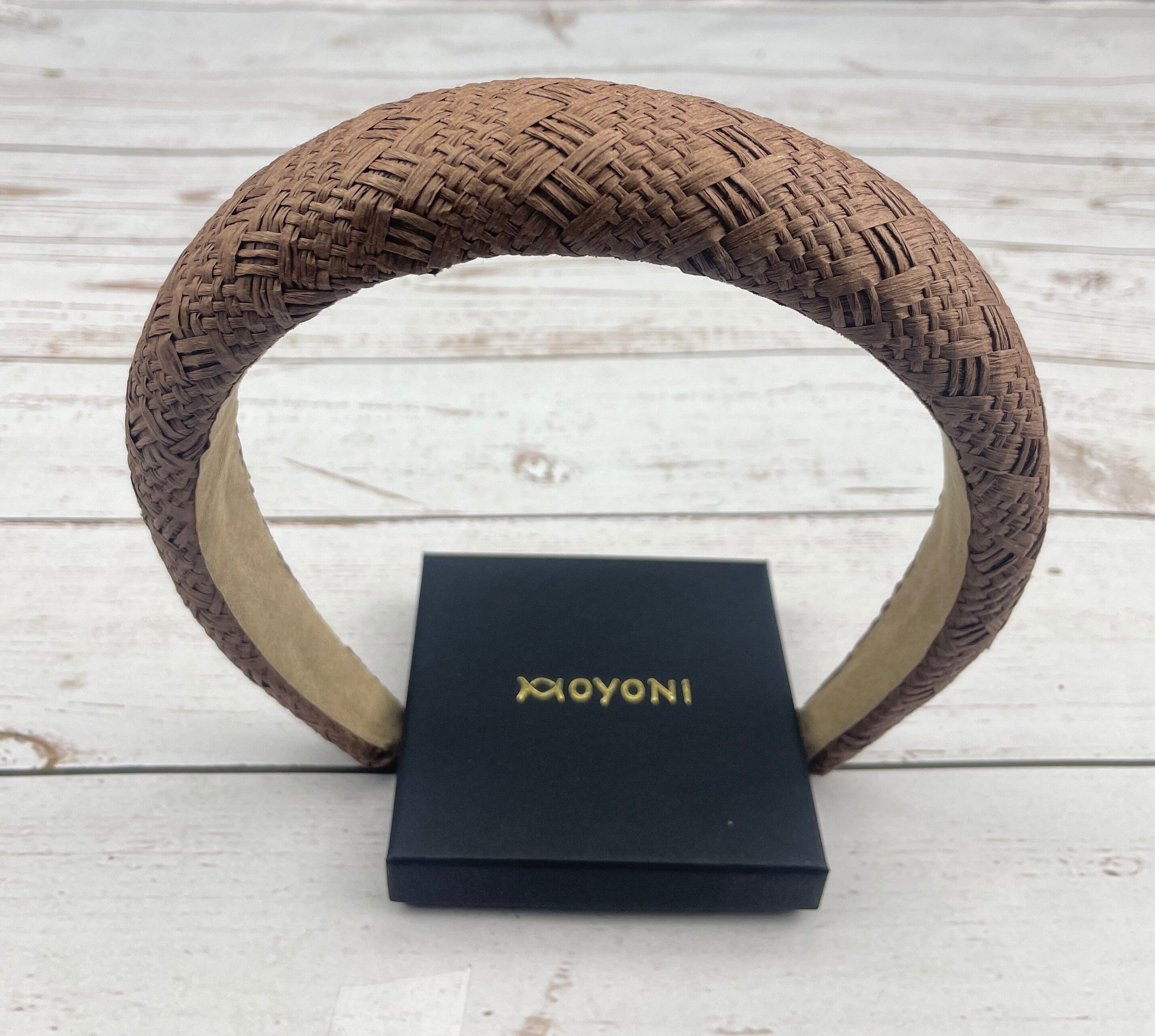 Brown Color Straw Padded Headband, Bohemian Headband, Wide Headband, Dark Color Raffia Padded Hairband, Straw Weaving Headband