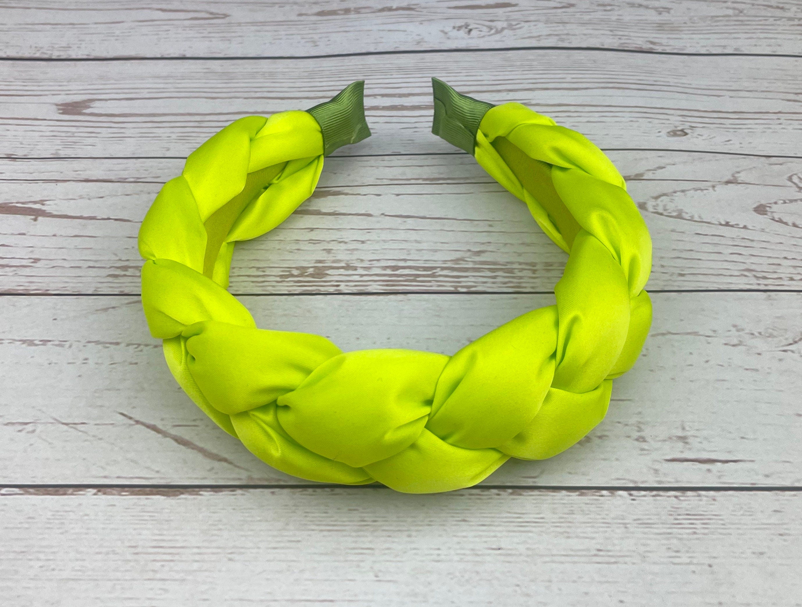 Neon Yellow Green Braided Headband for Women - Bold Fashion Hair Accessory