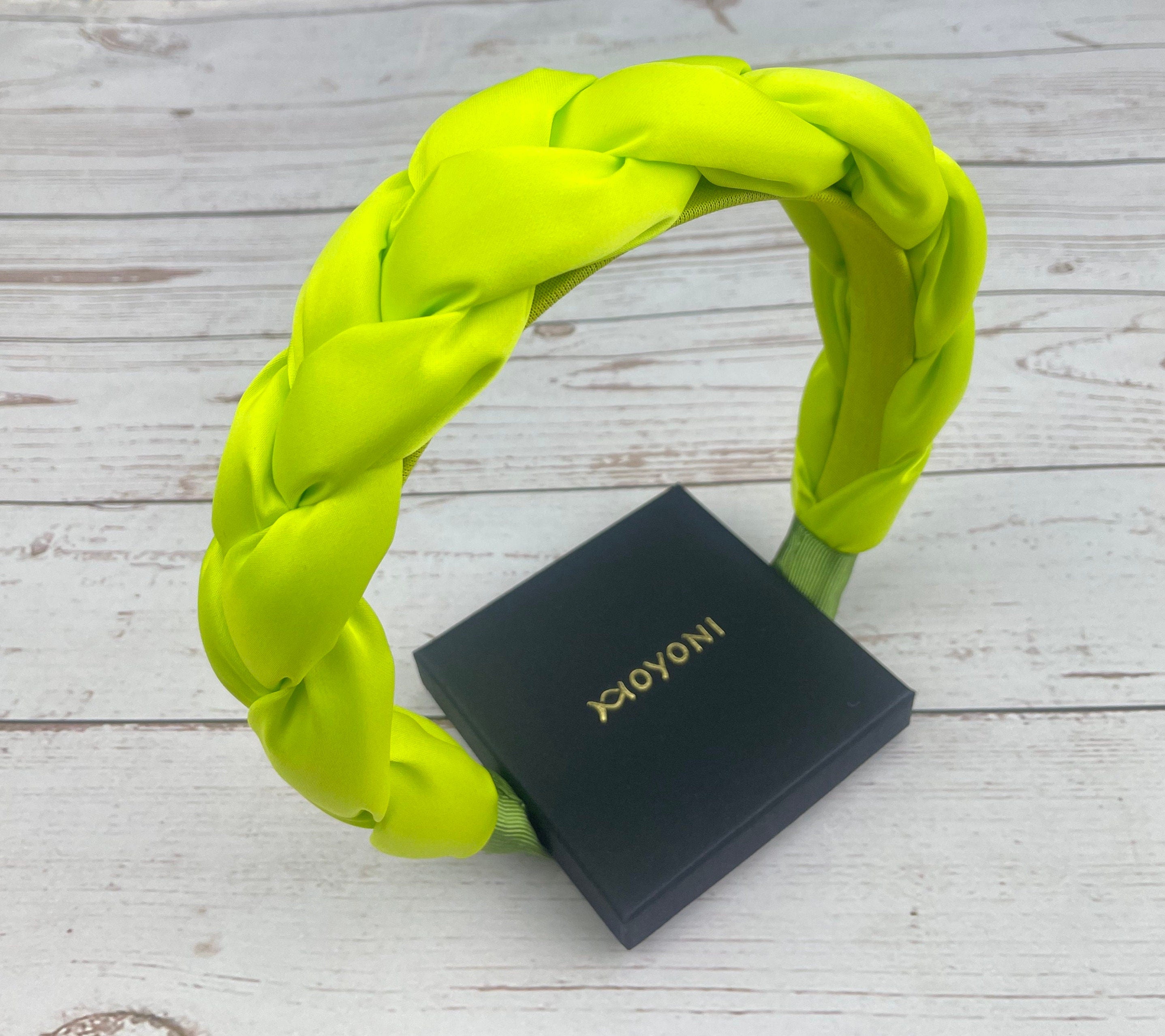 Neon Yellow Green Braided Headband for Women - Bold Fashion Hair Accessory