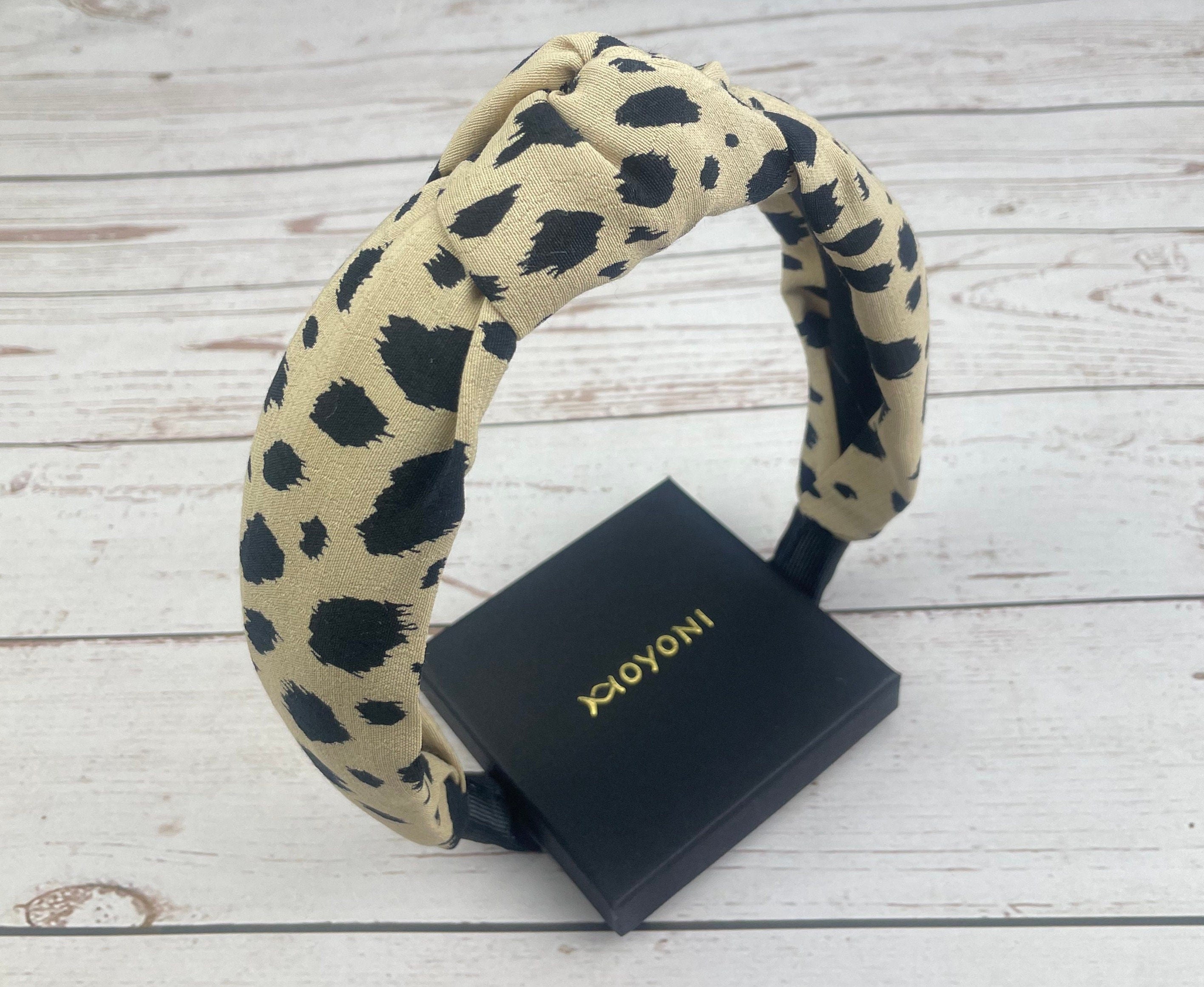 Leopard Print Knotted Headband, Women Headband, Beige Brown Headband, Stylish Hairband, Wide Headband, Padded Headband