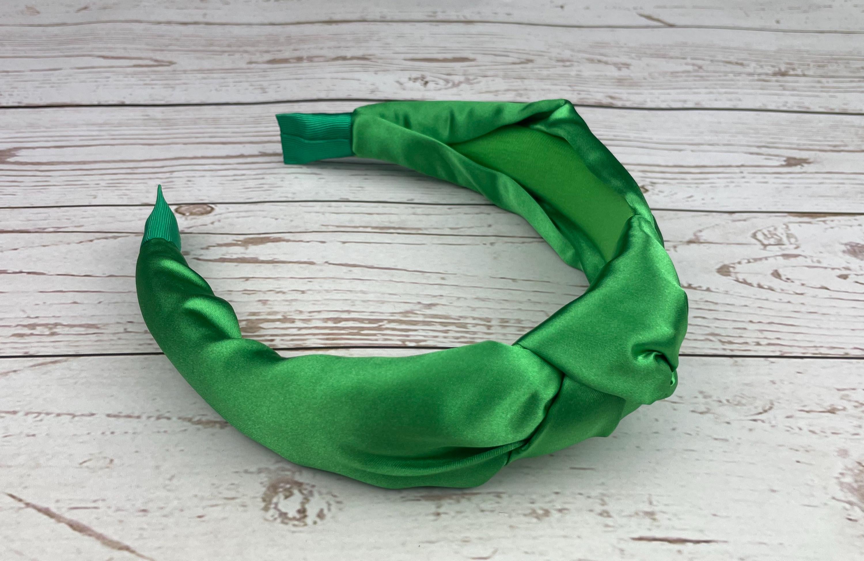 Light Emerald Green Padded Satin Knot Headband - A Timeless and Fashionable Hair Accessory for Women