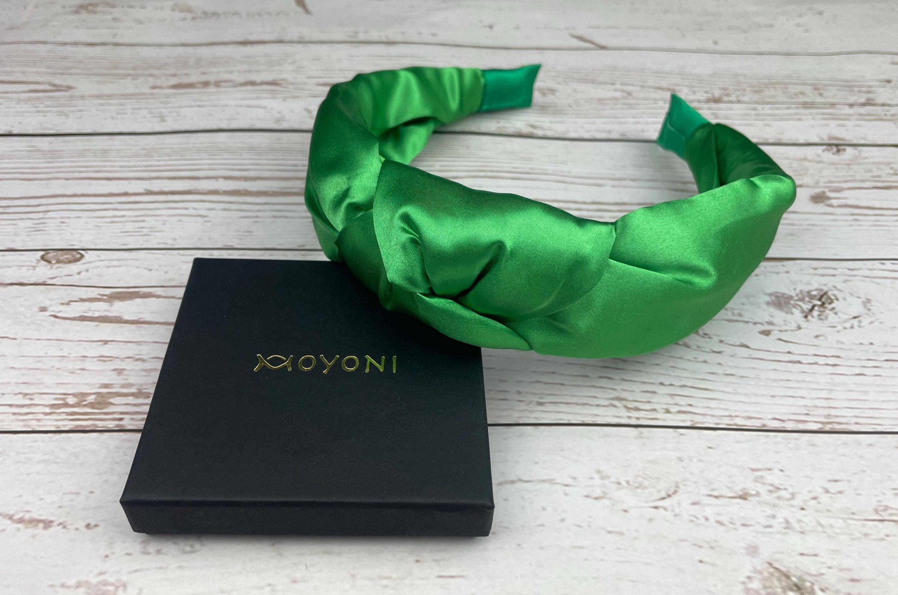 Charming Emerald Green Padded Satin Knot Headband - A Timeless and Fashionable Hair Accessory for Women available at Moyoni Design