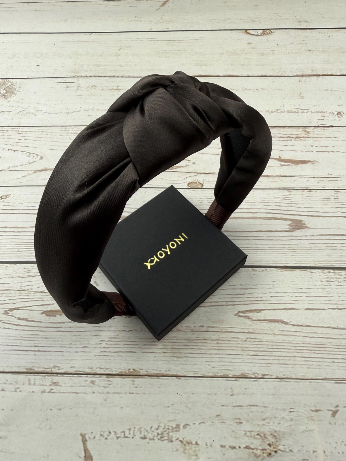 Dark Brown Satin Knotted Headband, Padded Alice Band for Women