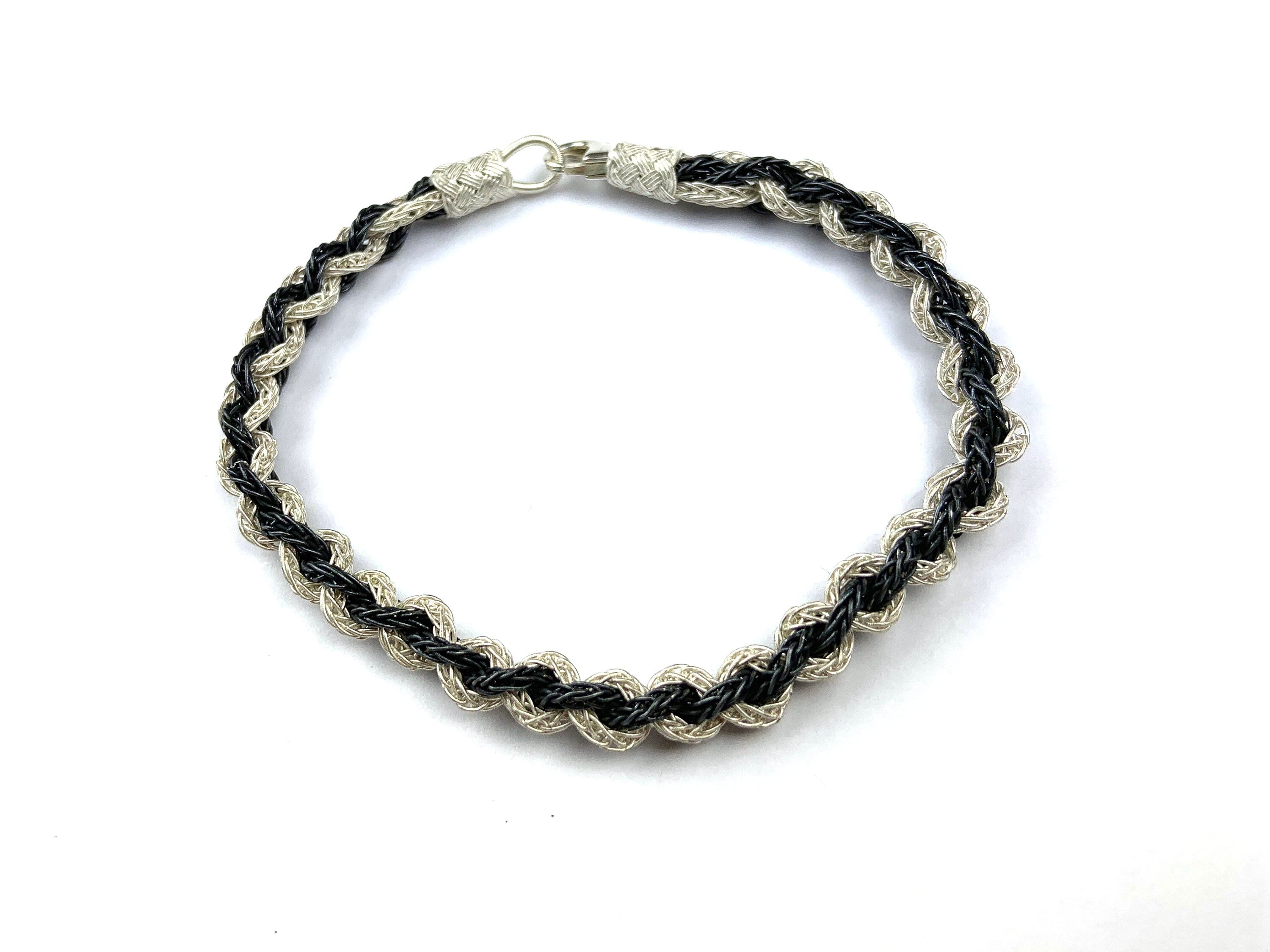 Handmade Dual-Tone Braided Sterling Silver Bracelet