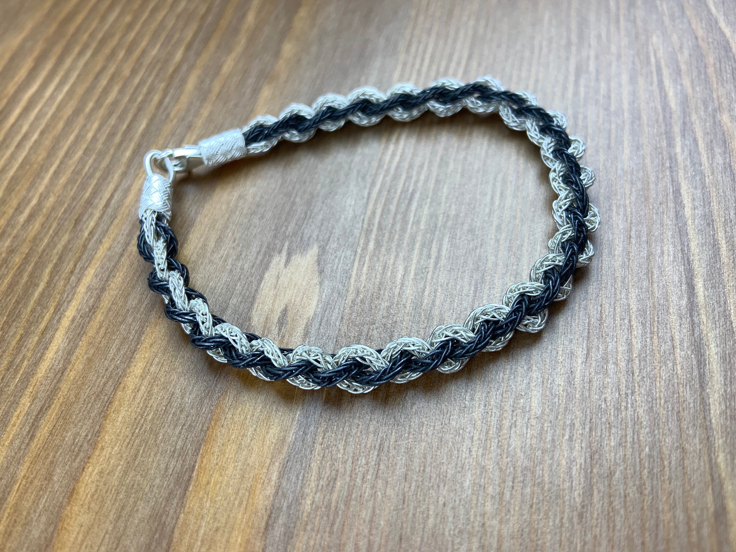 Handmade Dual-Tone Braided Sterling Silver Bracelet