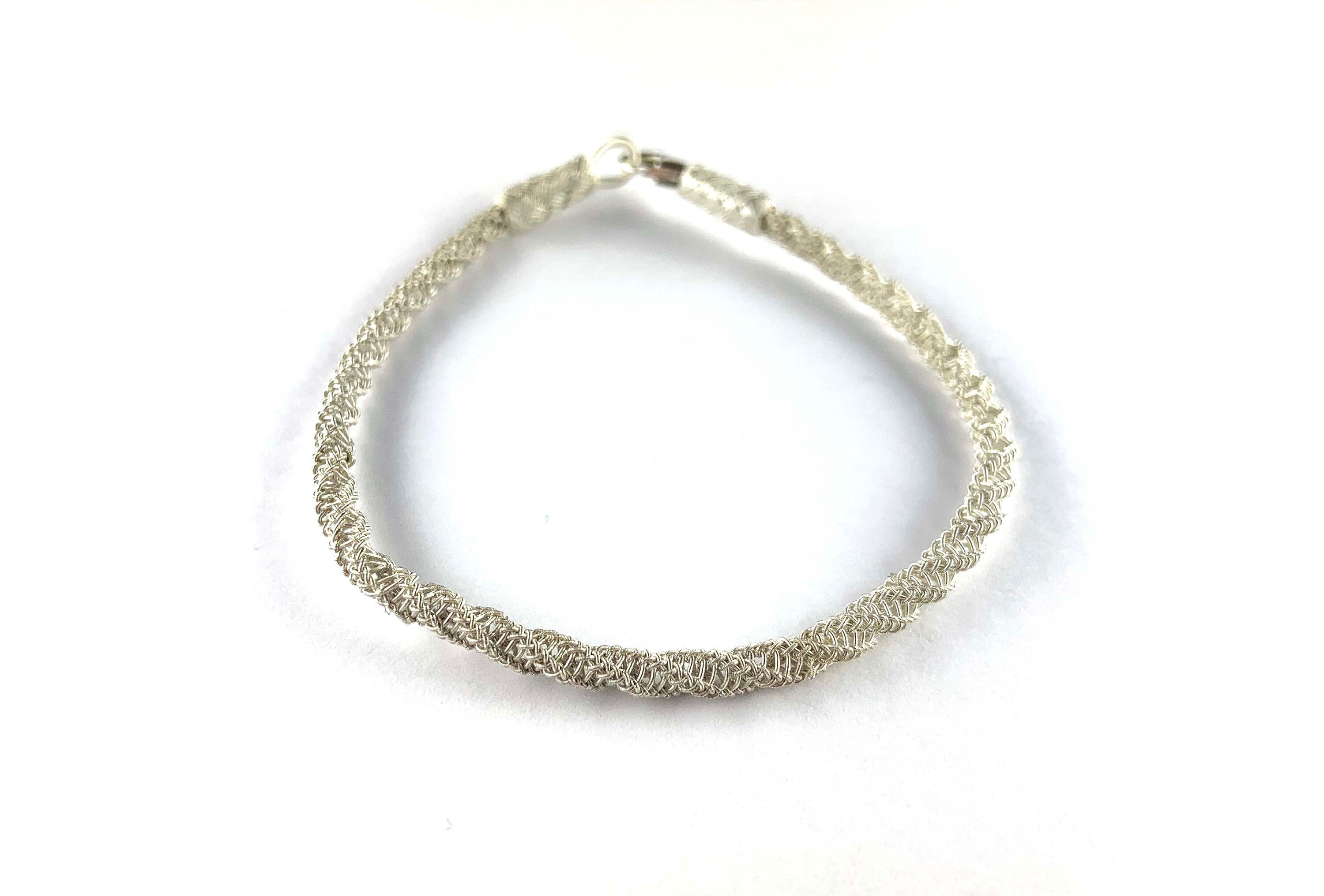 High-Quality BRAIDED BRACELET, Silver Bracelet, Dainty Gift, Thin Silver Bracelet, Love Bracelet, Women Wire Bracelet, Bride Gift available at Moyoni Design