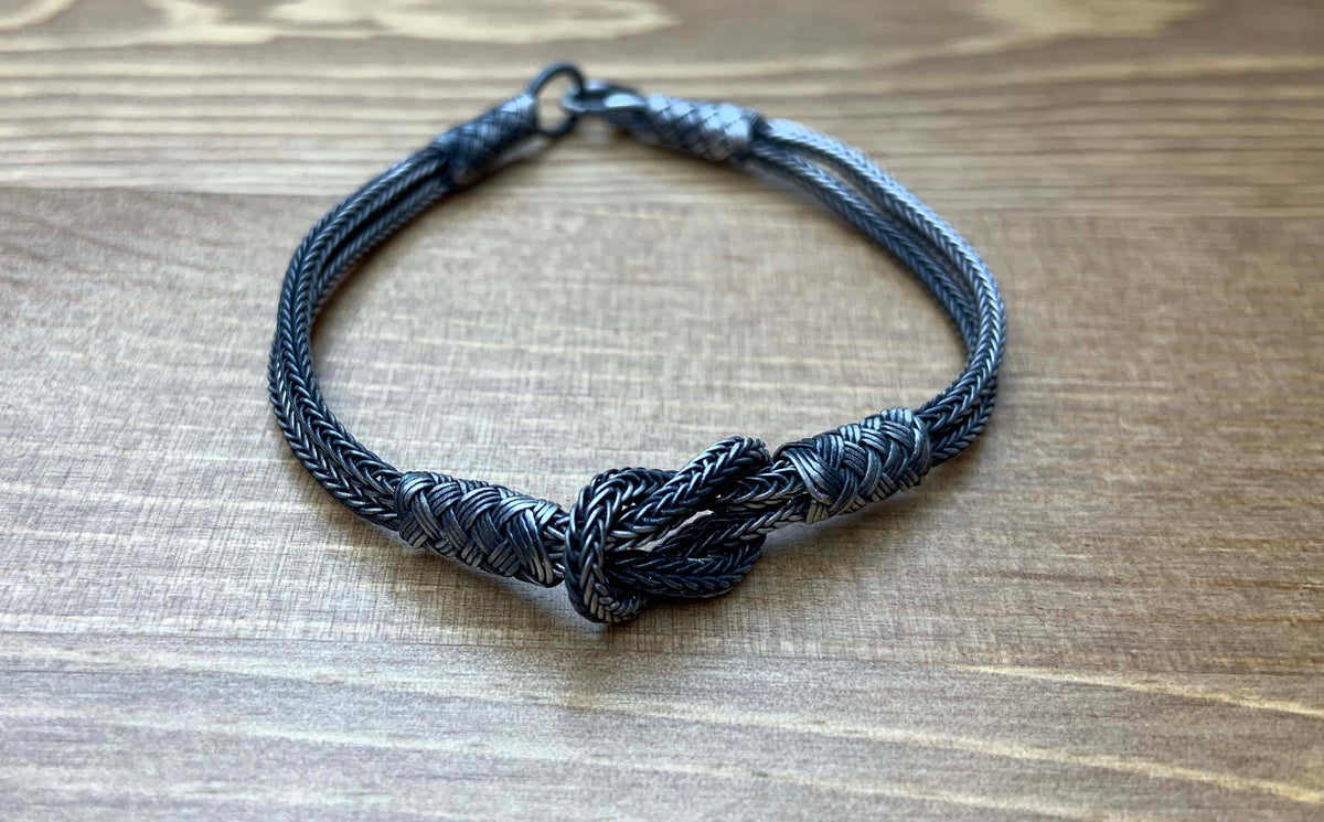 Handmade Braided Knot Silver Bracelet