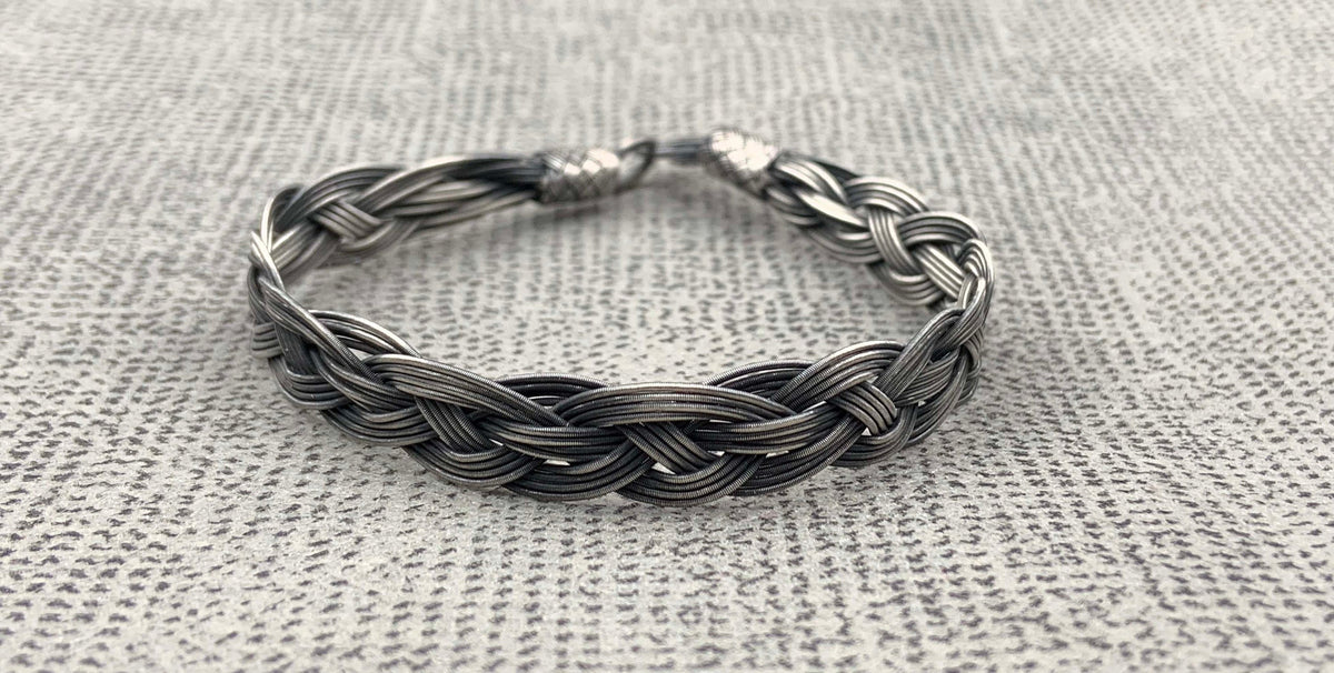 High-Quality WOVEN BRACELET, Handmade Weaved Bracelet, Personalised Jewelry, Anniversary, Silver Bead Bracelet, For Men, For Husband, Gift for Father available at Moyoni Design