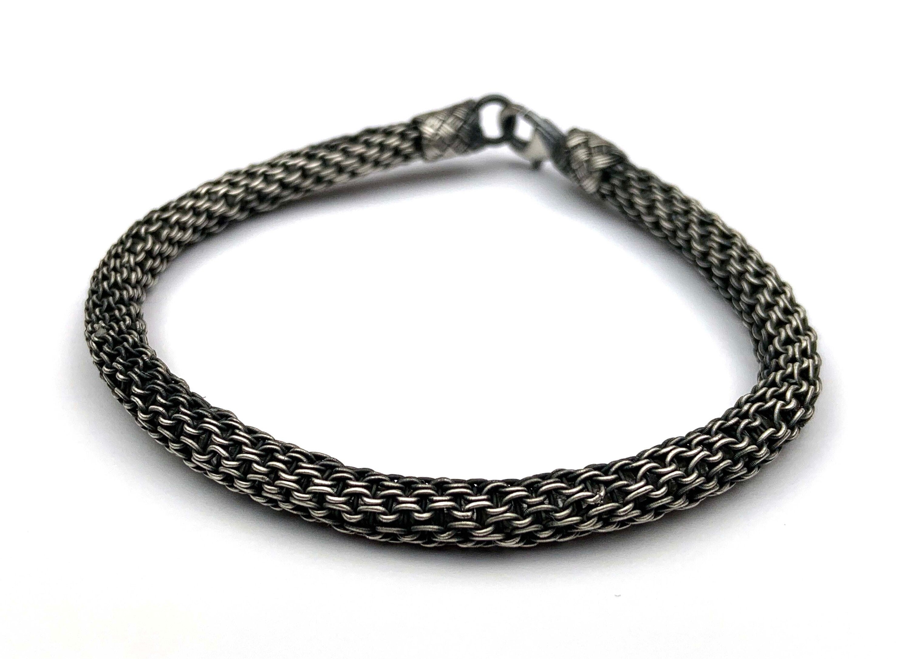 Premium GIFT For Grandpa, Weaved Bracelet, Weave Bracelet, Handmade Bracelet, Unisex Bracelet, Gift for Father, Sterling Silver Chain Bracelet available at Moyoni Design