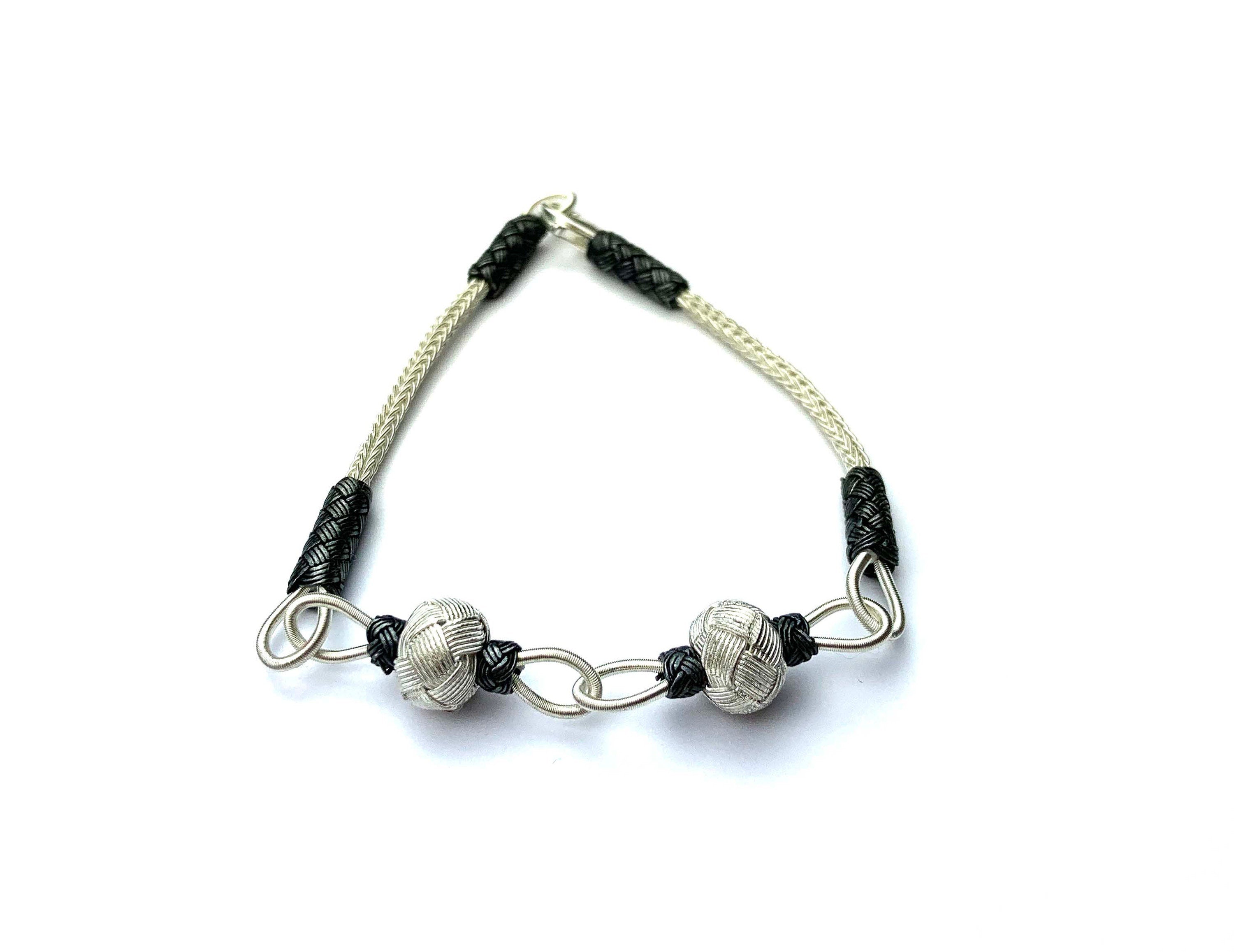 Trendy TWO TONED BRACELET, Toned Link Bracelet, Sterling Charm Braid, Minimalist Bracelet, Silver Chain Band, Braided Bracelet, Women Silver Band available at Moyoni Design